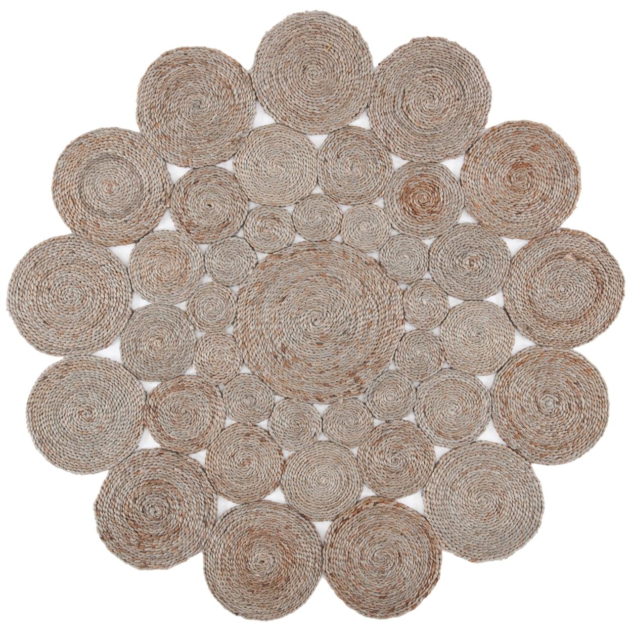 Handmade Round Gray Jute Non-slip Area Rug