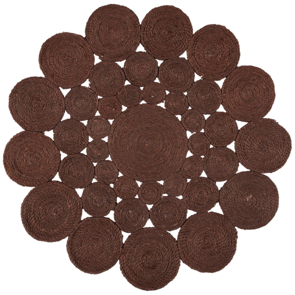 Artisanal Charm 4' Round Brown Jute Hand-Knotted Rug