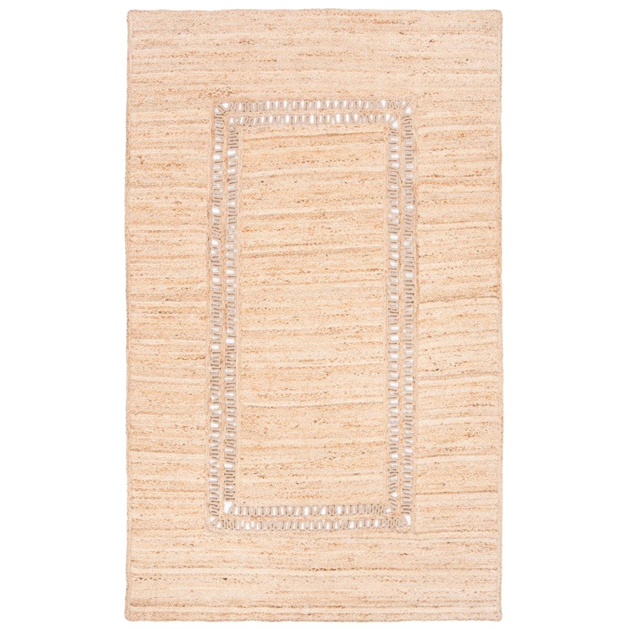 Beige Handwoven Jute Rectangular Area Rug 3' x 5'