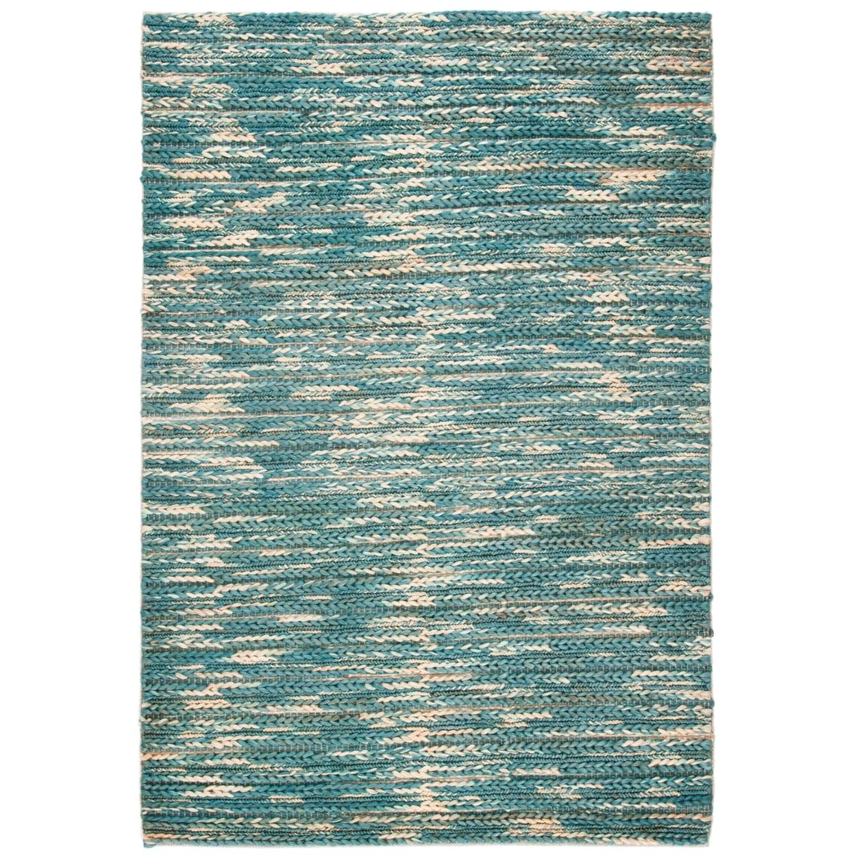 Hand-Woven Dark Green & Natural Jute Area Rug 3' x 5' - Eco-Friendly