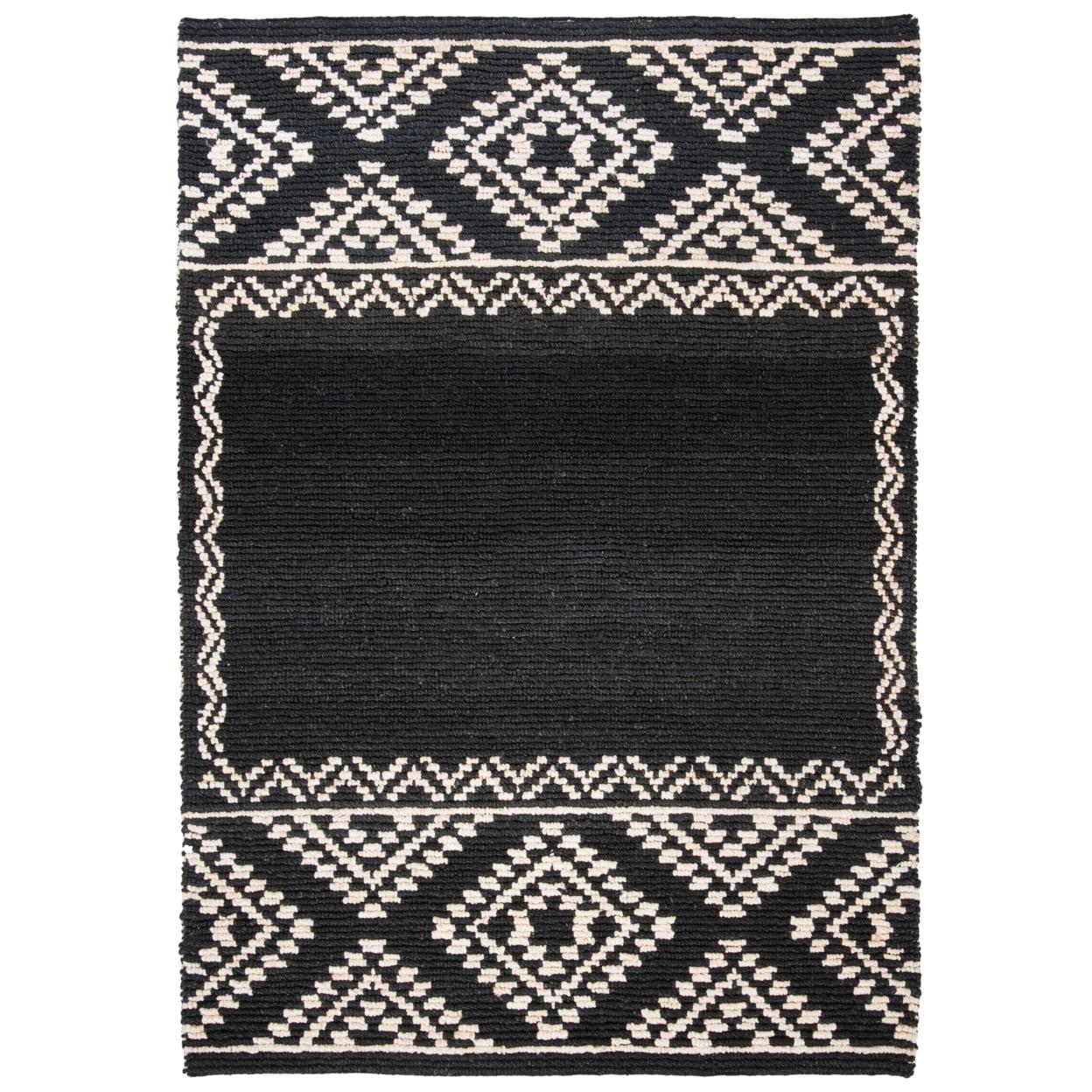 Hand-Knotted Easy Care Black Jute 5' x 8' Area Rug