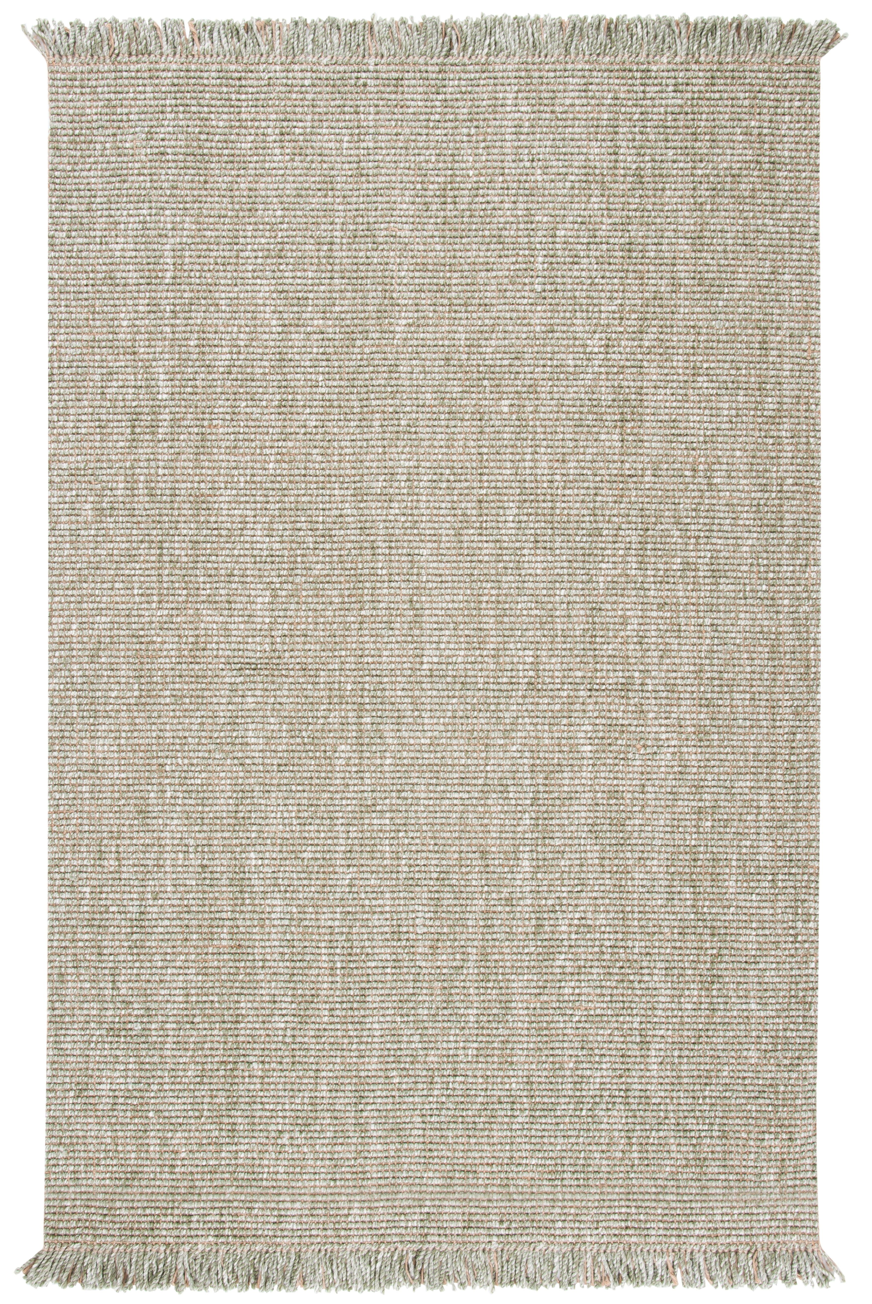 Hand-Woven Green and Natural Jute Area Rug, 5' x 8'