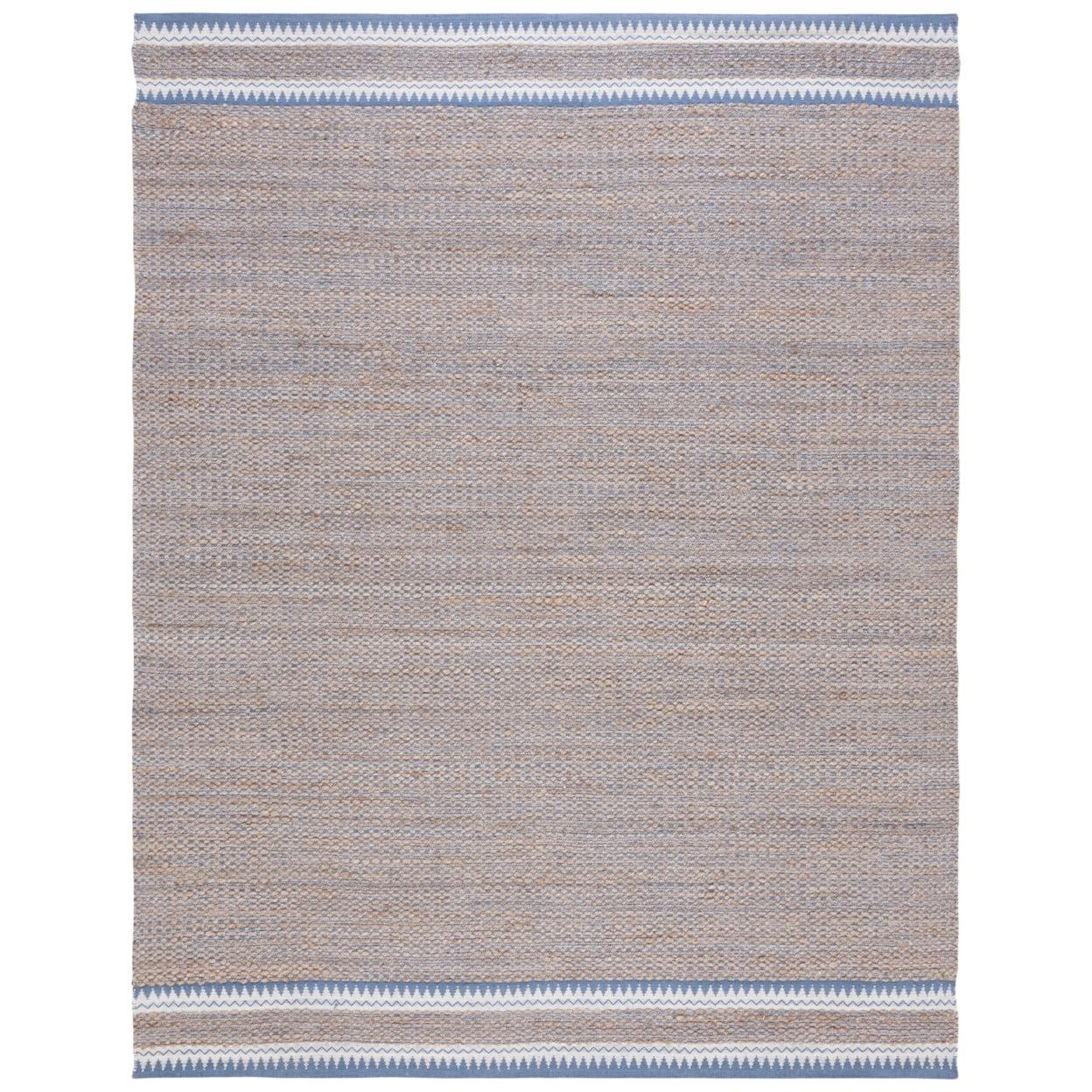 Coastal Charm Hand-Knotted Blue Wool & Cowhide 6' Square Rug