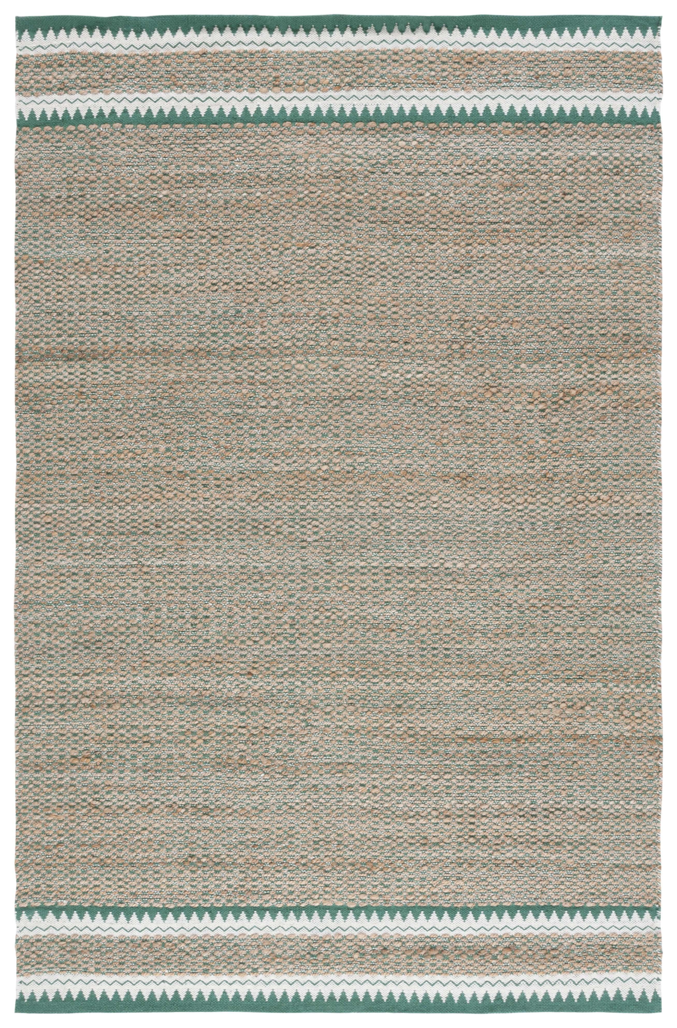 Natural Green Handwoven Geometric Wool Area Rug