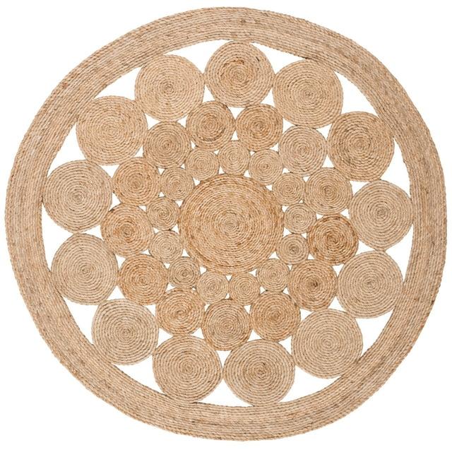 Natural Fiber NFB248 Hand Woven Area Rug - Natural - 3' round - Safavieh.