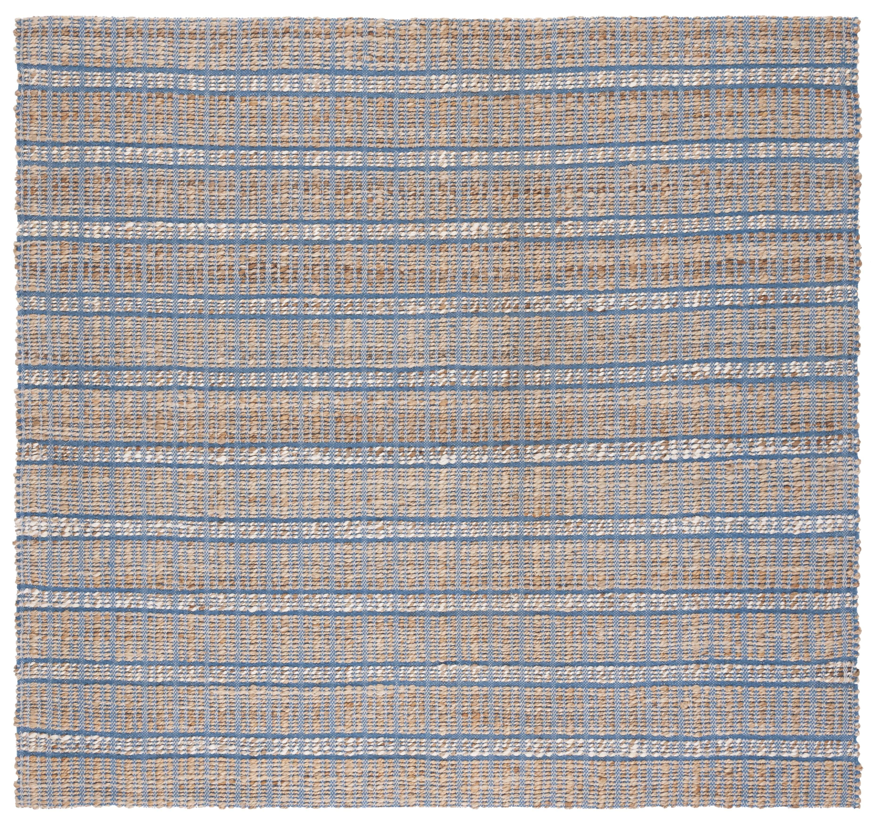 Cape Cod Blue and Natural Handwoven Jute 6' x 6' Square Area Rug