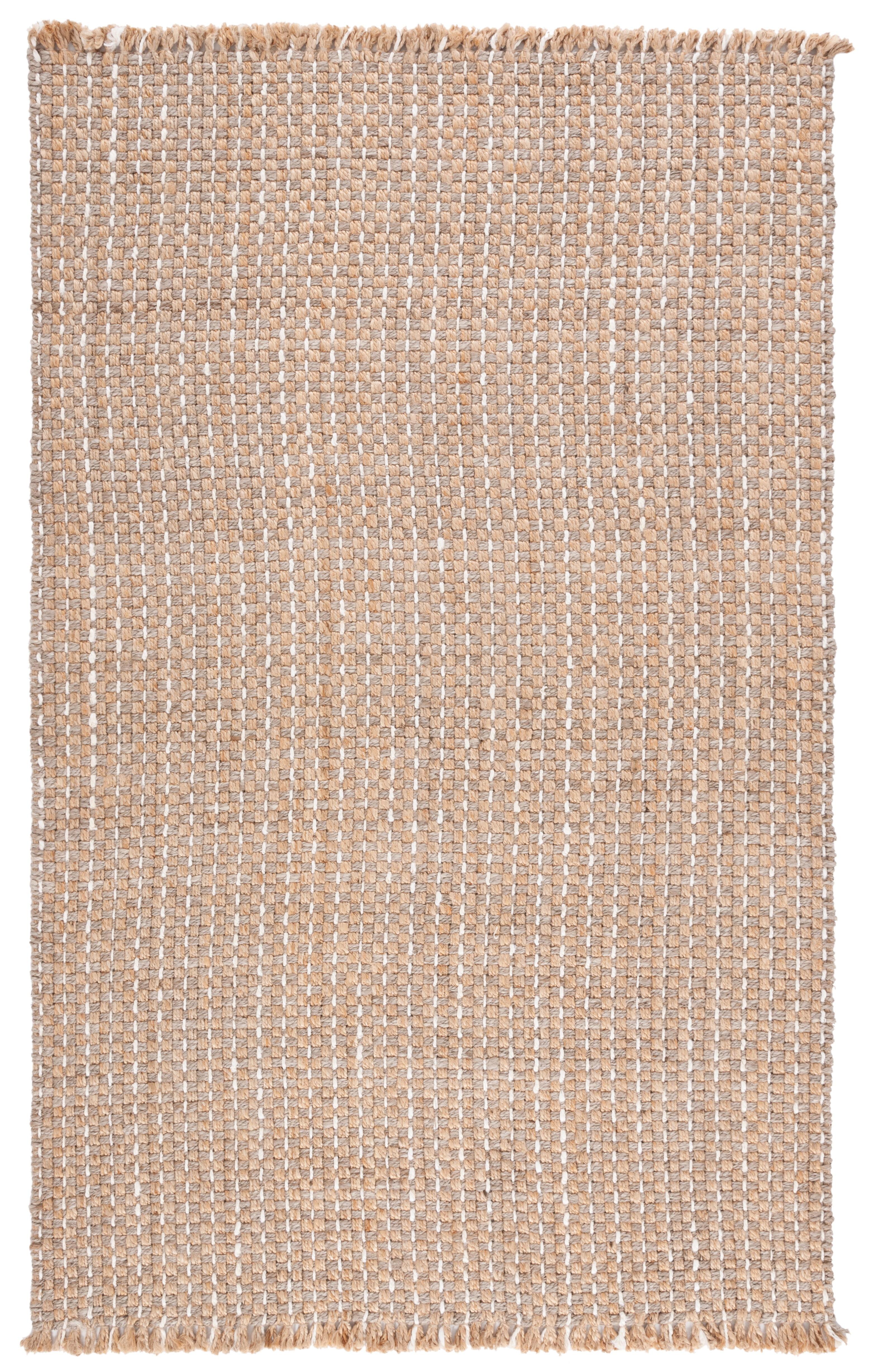 Ivory and Natural Handwoven Jute 6' x 9' Area Rug