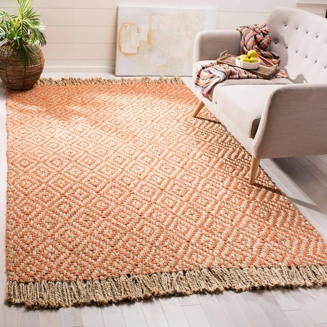 Natural Fiber NF266 Hand Woven Indoor Area Rug - Orange/Natural - 4'x6' - Safavieh.