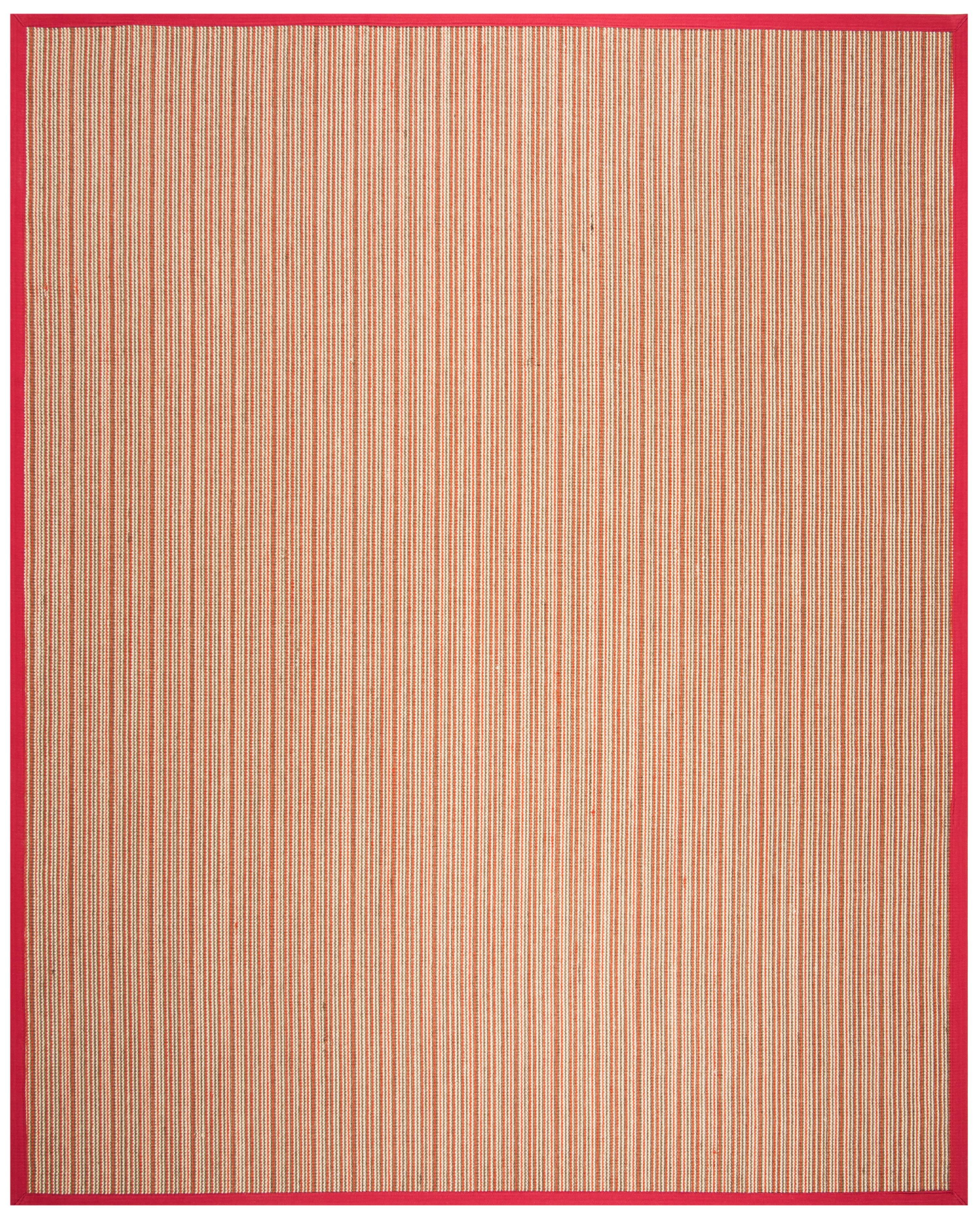 Coastal Charm Handmade Sisal & Jute 8' x 10' Red Stripe Area Rug