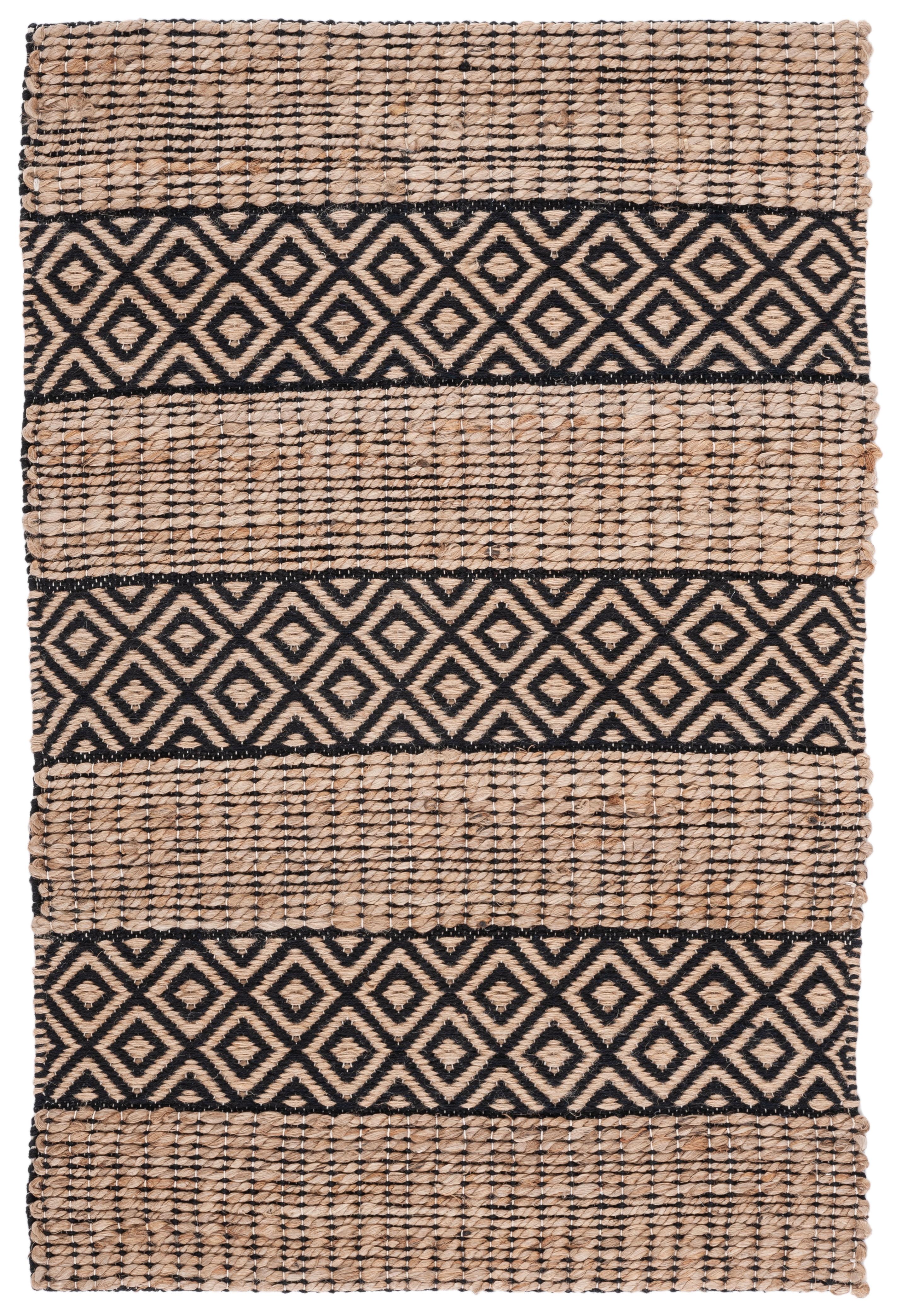 Natural Fiber NFB653 Power Loomed Area Rug - Black/Natural - 3'x5' - Safavieh.