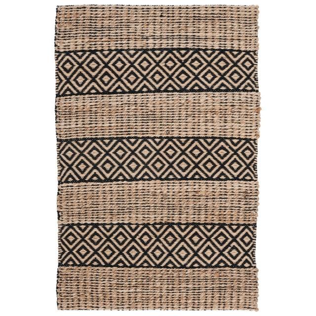 Natural Fiber NFB653 Power Loomed Area Rug - Black/Natural - 3'x5' - Safavieh.