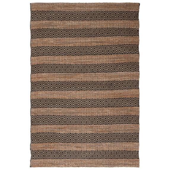Natural Fiber NFB653 Flat Weave Indoor Area Rug - Black/Natural - 5'x8' - Safavieh