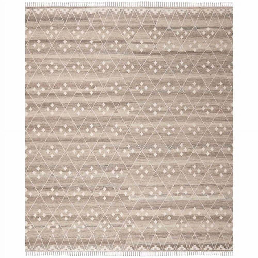 Elegant Nomadic Natural/Ivory Wool & Viscose 8' x 10' Area Rug