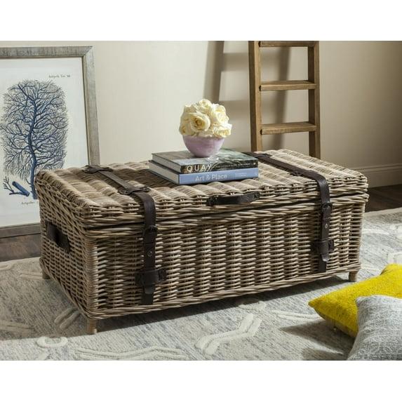 Navarro Rattan Coffee Table Trunk - Grey - Safavieh