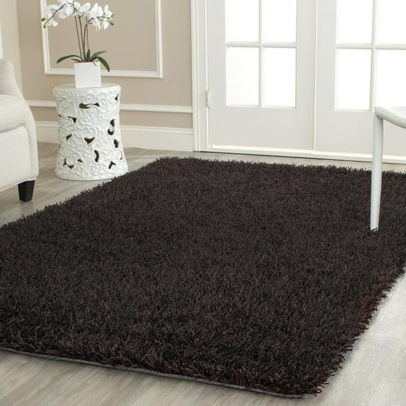 SAFAVIEH New Orleans Darius Solid Polyester Shag Area Rug, Chocolate, 5' x 8'