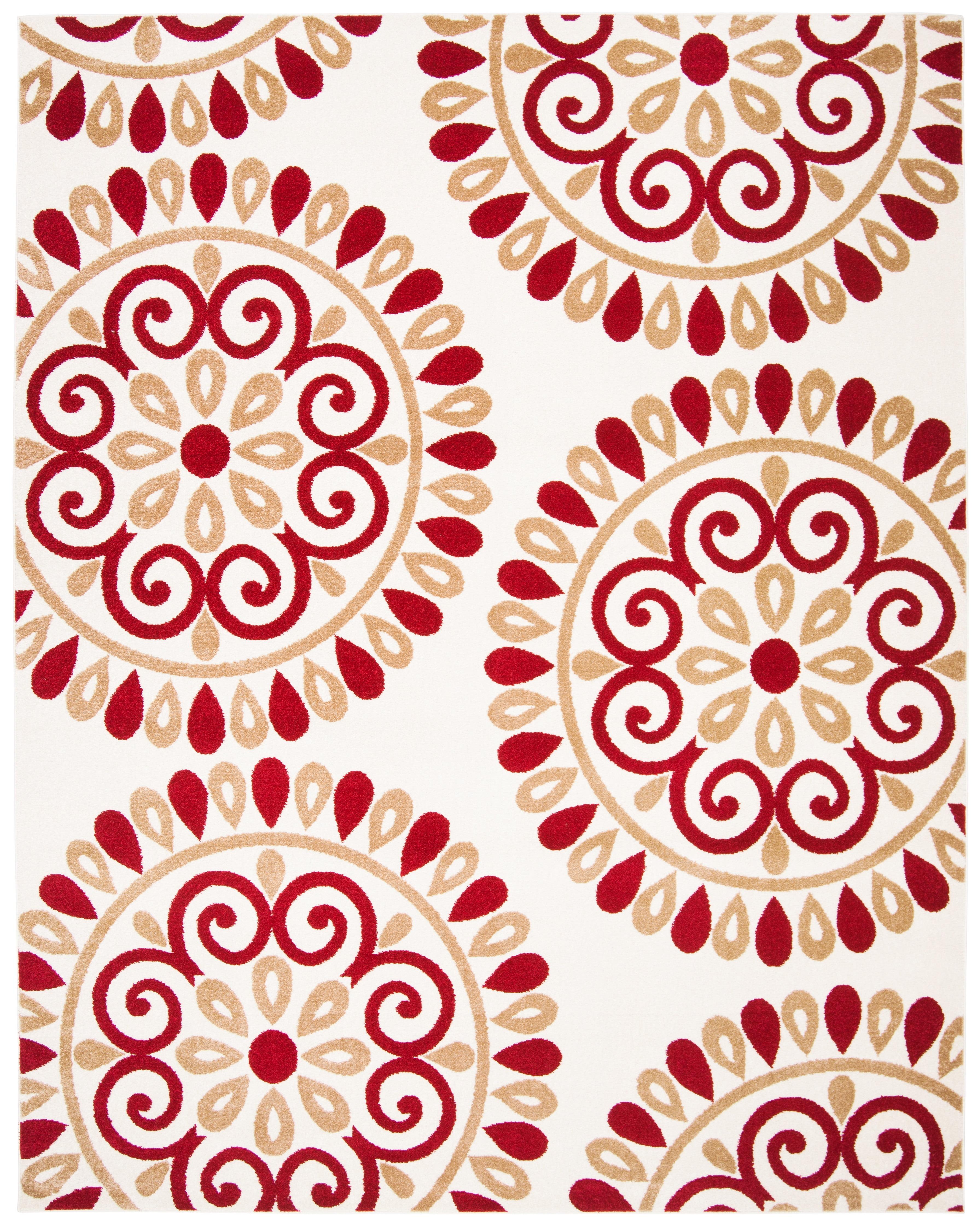 Handmade Cranberry and Cream Synthetic 8' x 10' Rug