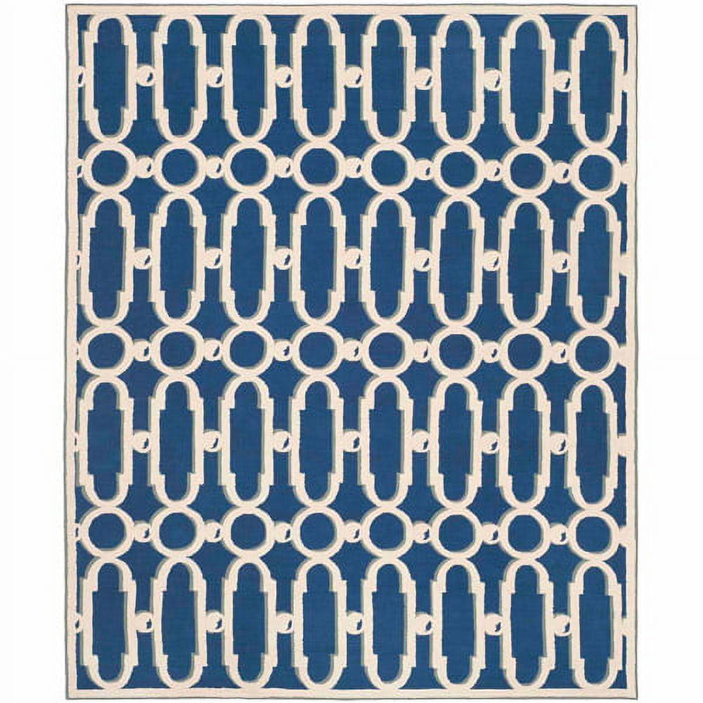 SAFAVIEH Newport Jeanette Geometric Cotton Area Rug, Royal Blue/White, 5'6" x 8'6"