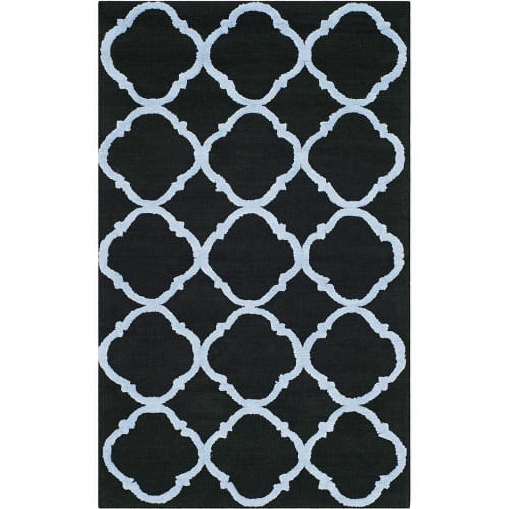 Handmade Black Cotton Tufted Square Non-slip Rug