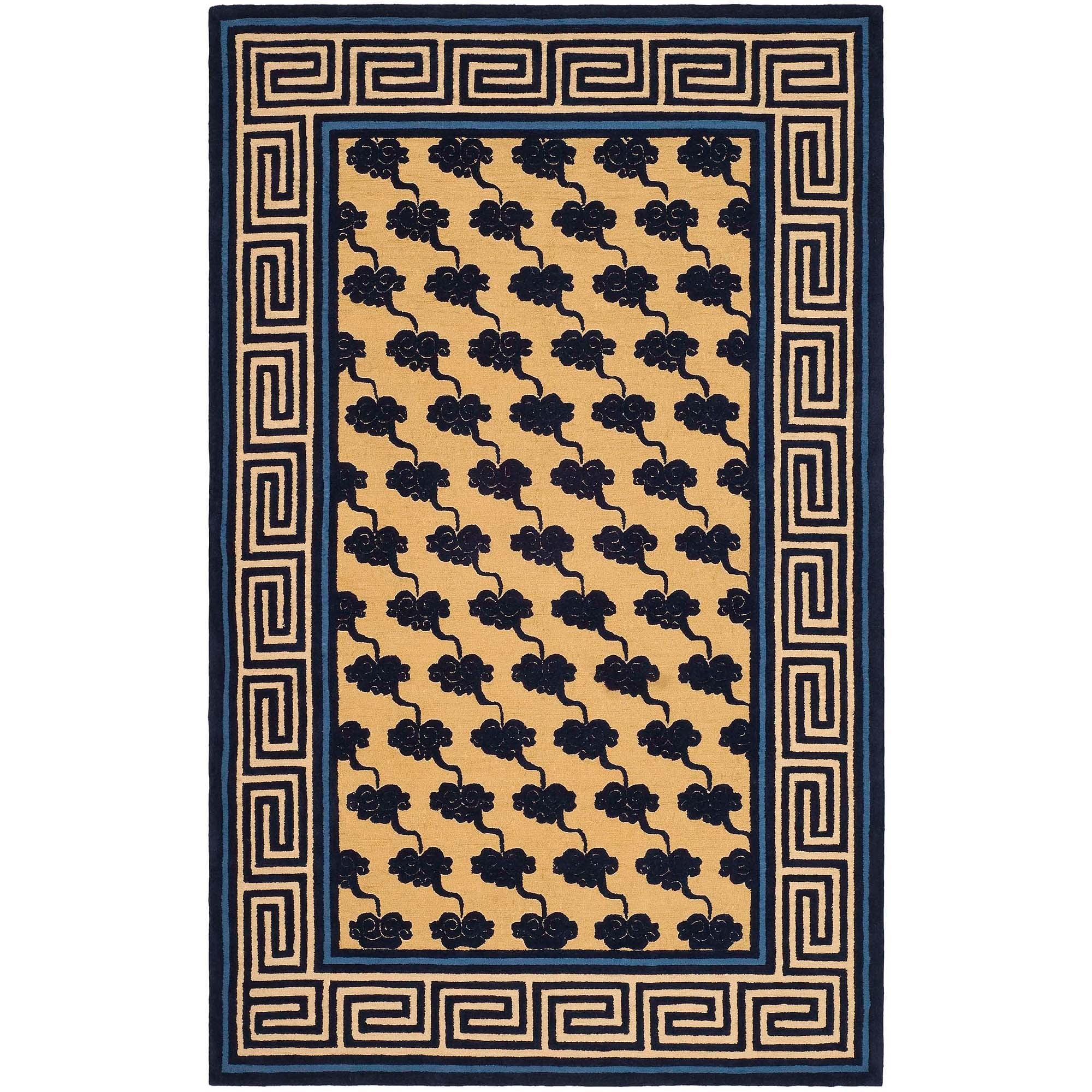 Newport NPT428 Hand Hooked Accent Rug - Beige/Blue - 3'9"x5'9" - Safavieh.