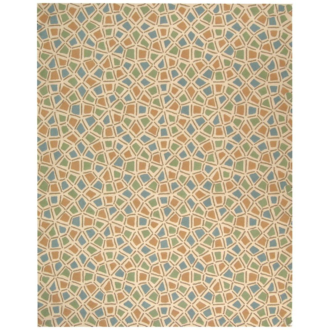 Newport NPT426 Hand Hooked Area Rug - Blue/Green - 5'6"x8'6" - Safavieh.