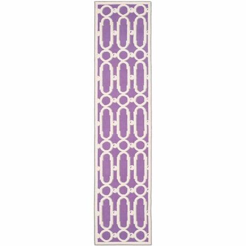 Newport NPT434 Hand Hooked Runner Rug - Purple/White - 2'3"x10' - Safavieh.