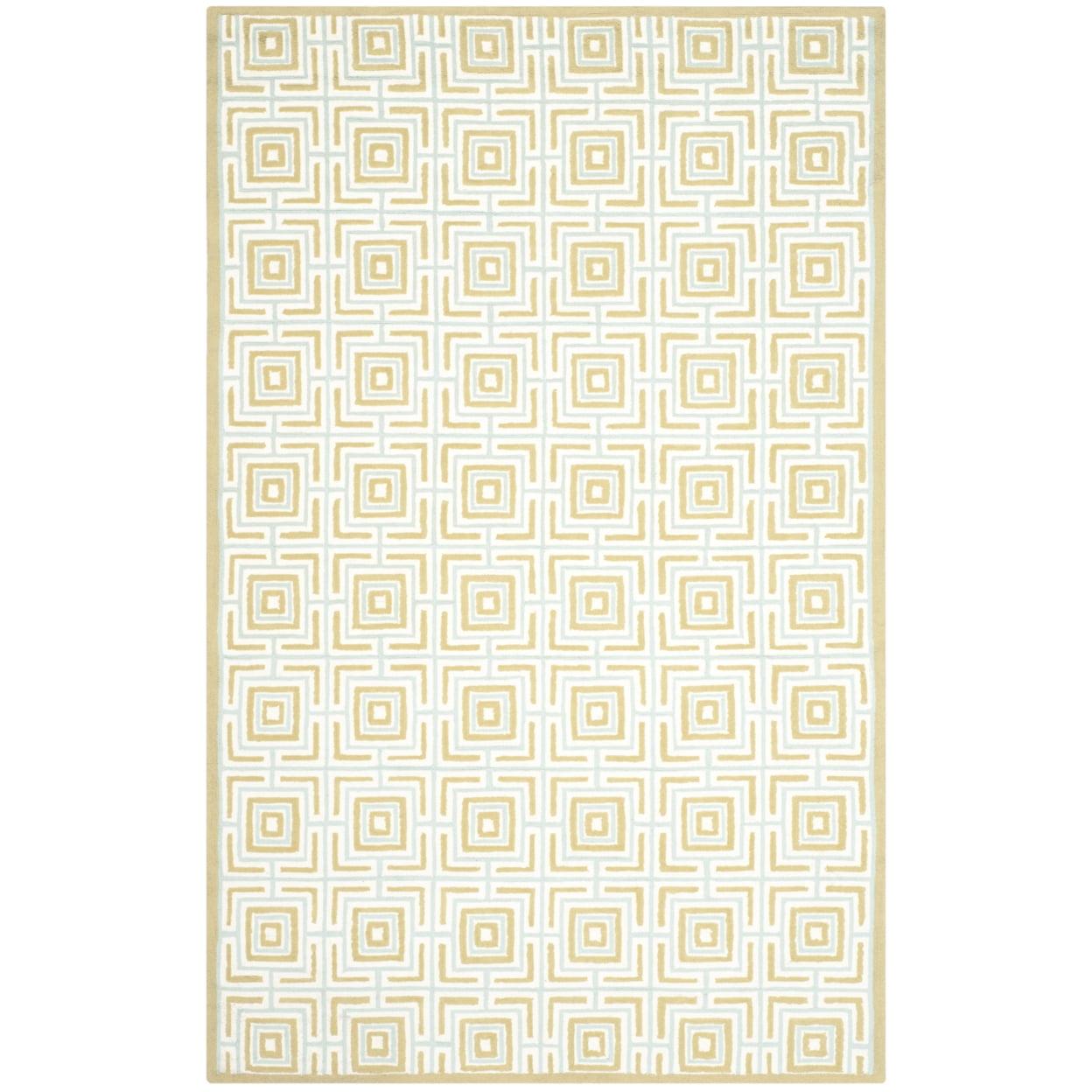 Handmade Light Blue and Olive Tufted Rectangular Rug