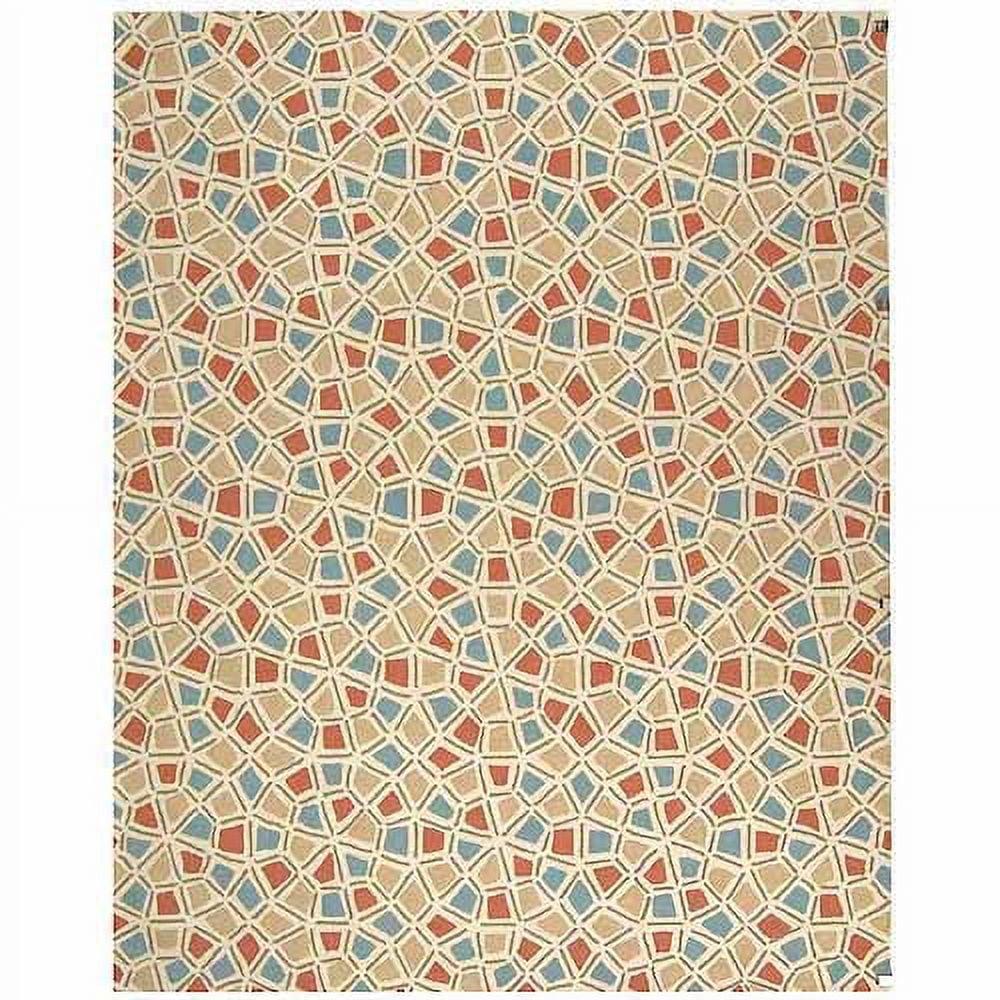 Newport Red and Blue Geometric Cotton Area Rug