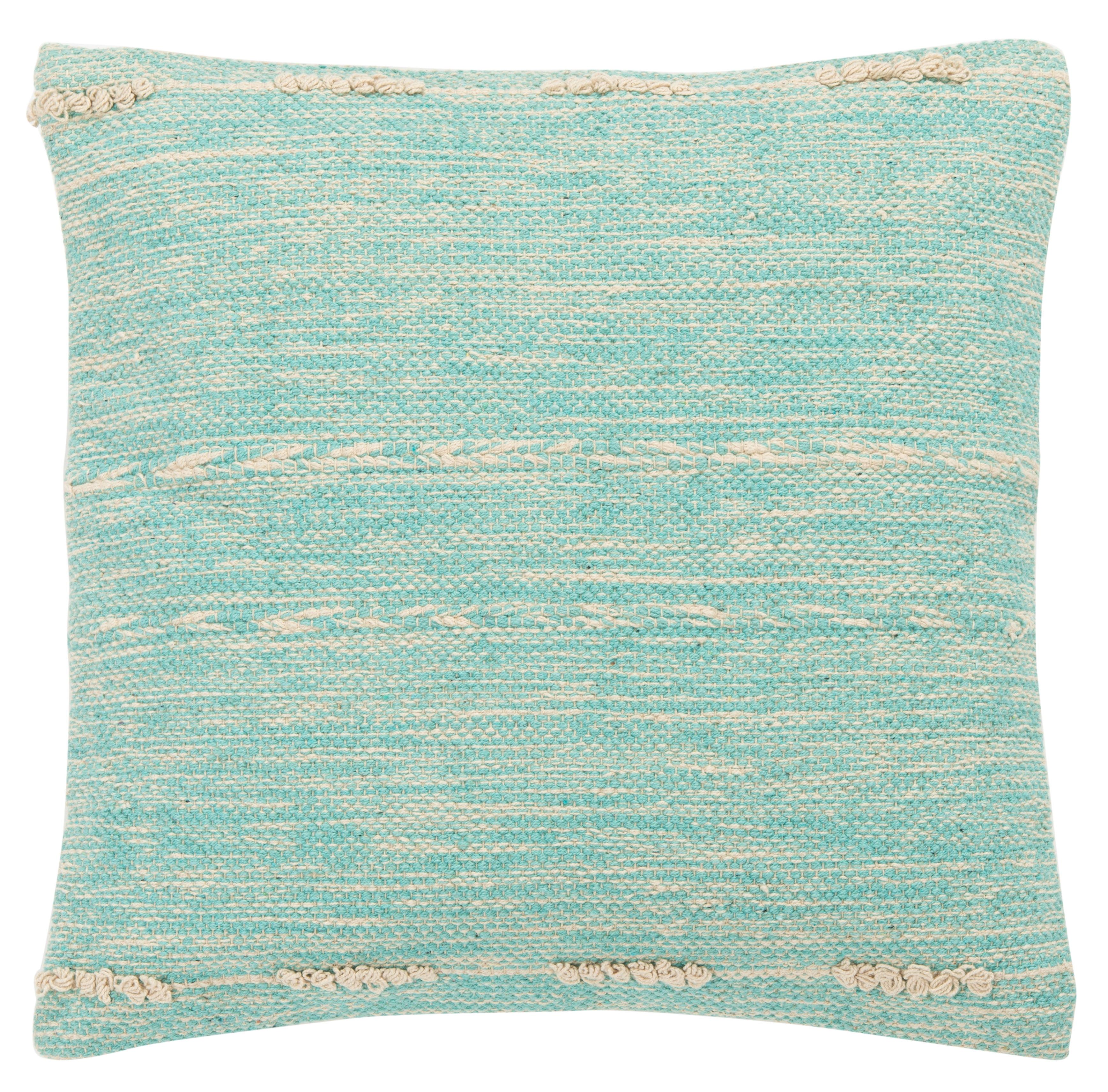 Blue Heathered Cotton Square Throw Pillow