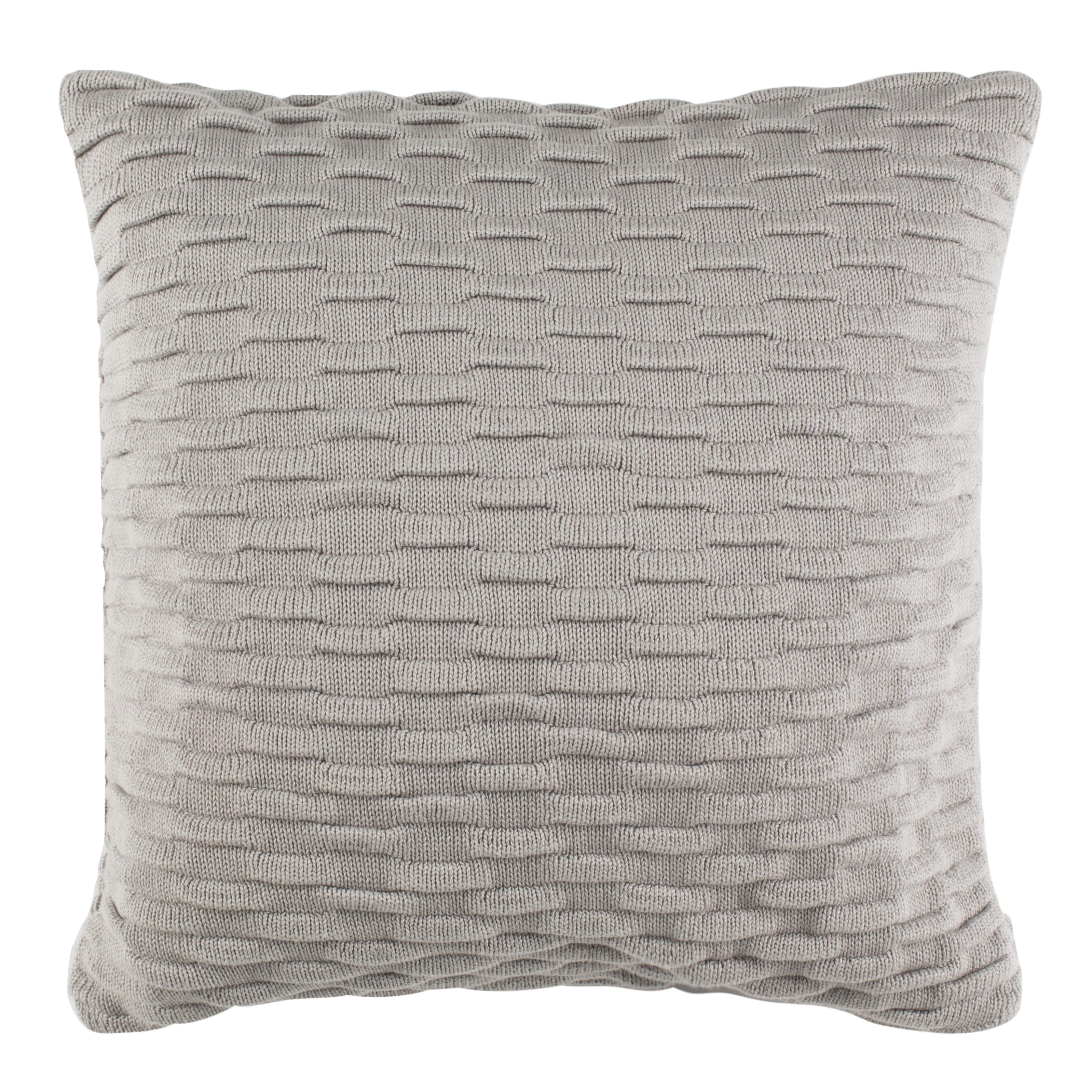 Noela 20" Gray Textured Cotton Throw Pillow