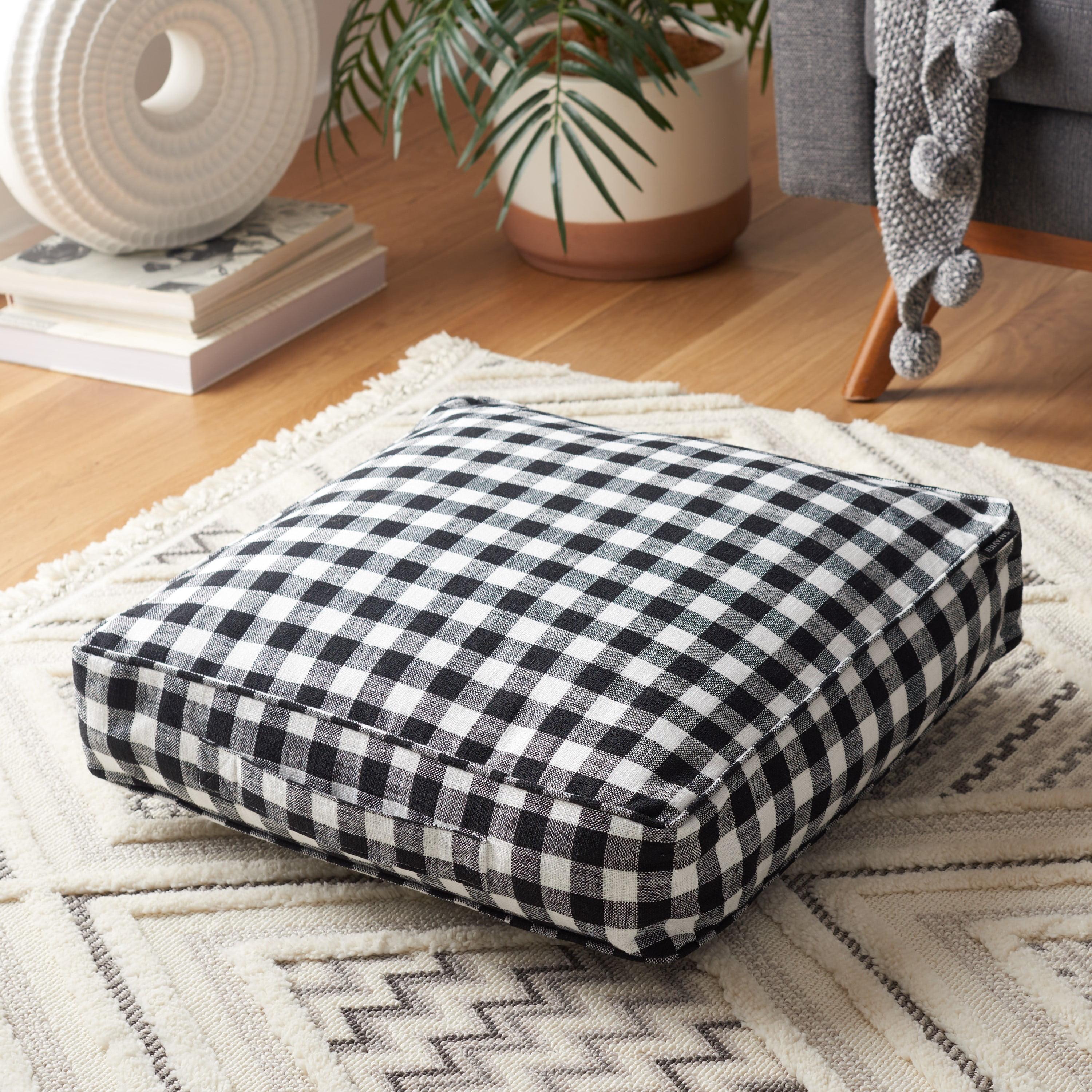 Black and White Gingham Square Floor Pillow