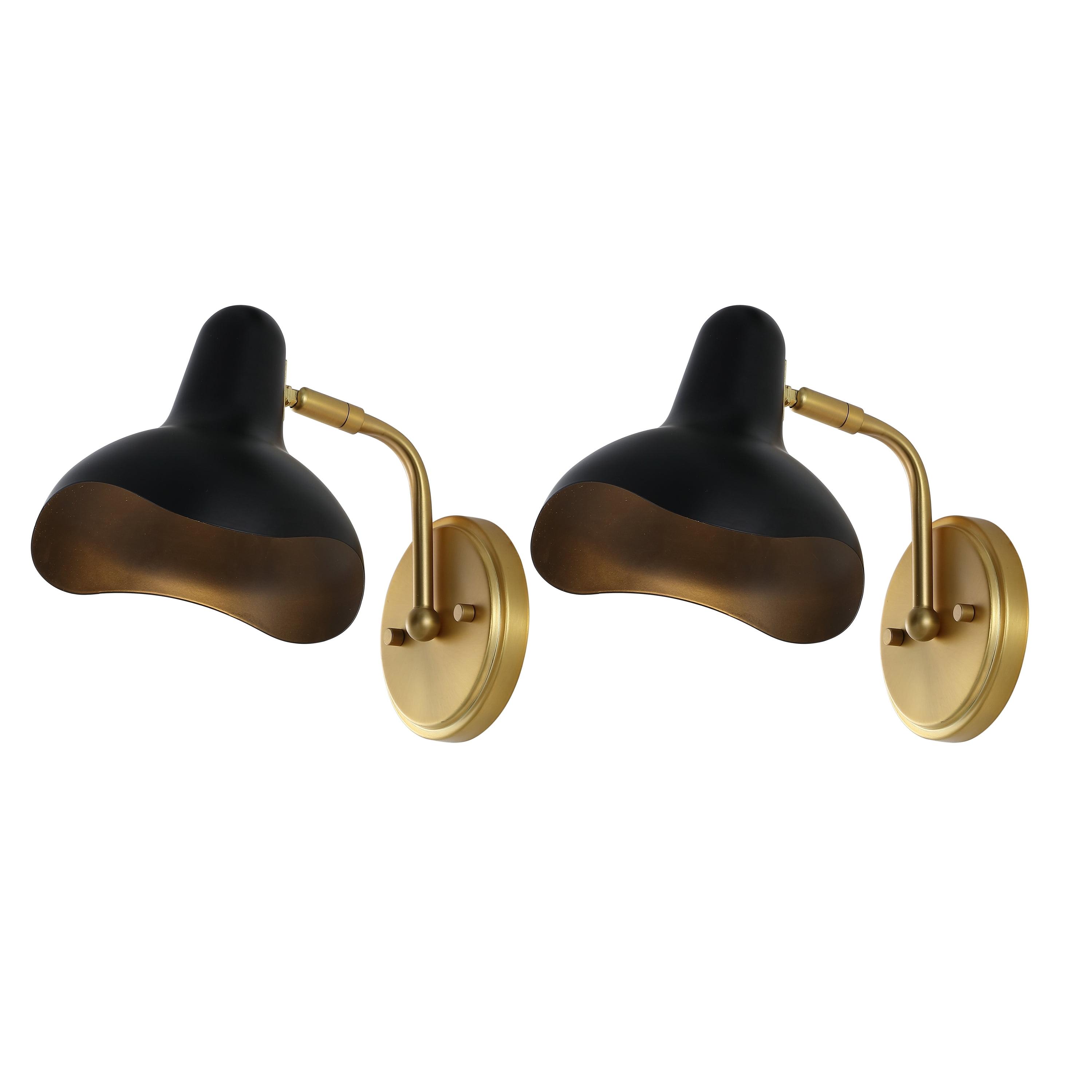 Norrix 10" Black and Brass Gold Wall Sconce Set