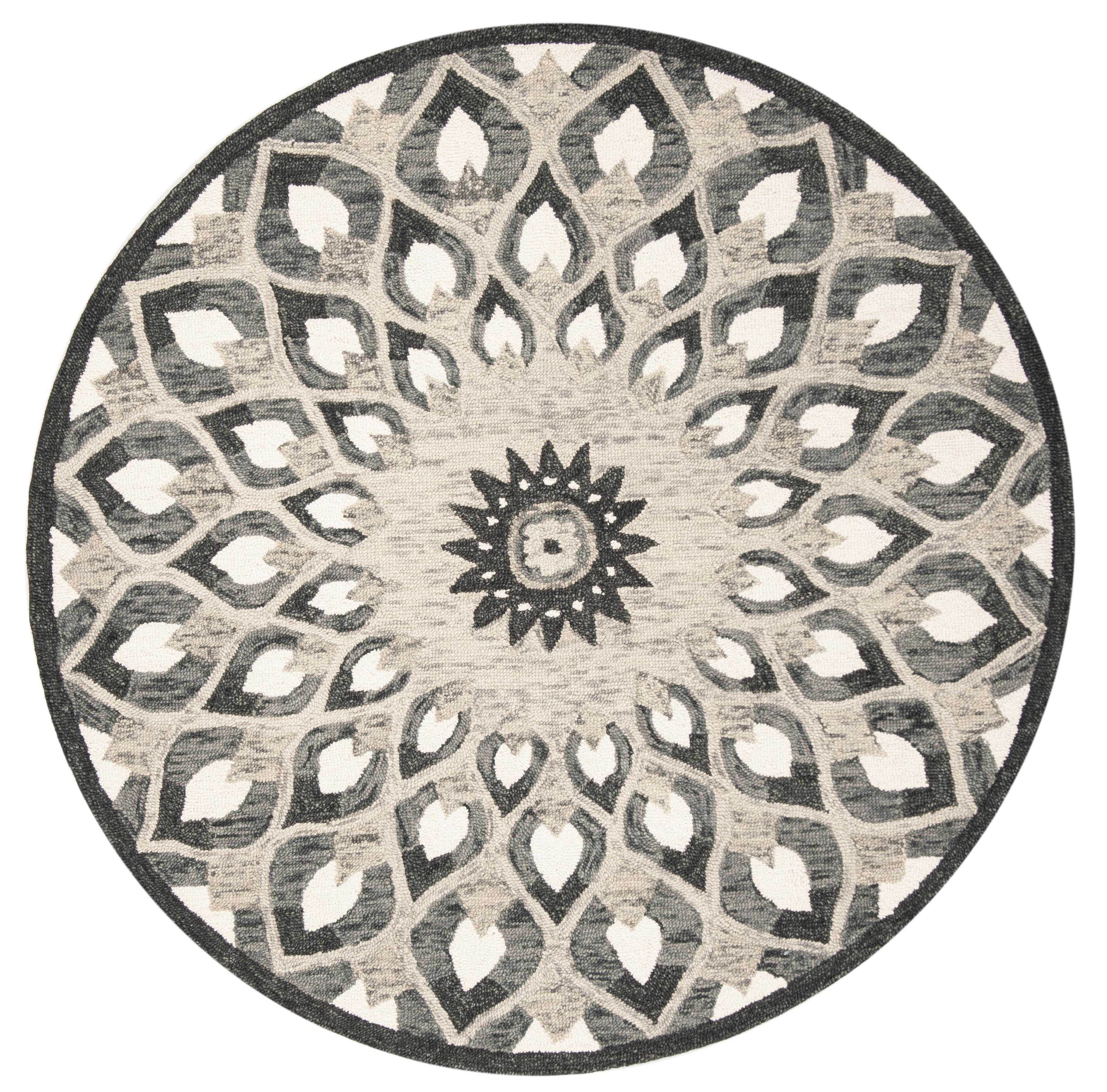 Novelty NOV603 Hand Tufted Area Rug - Charcoal/Ivory - 9' round - Safavieh.