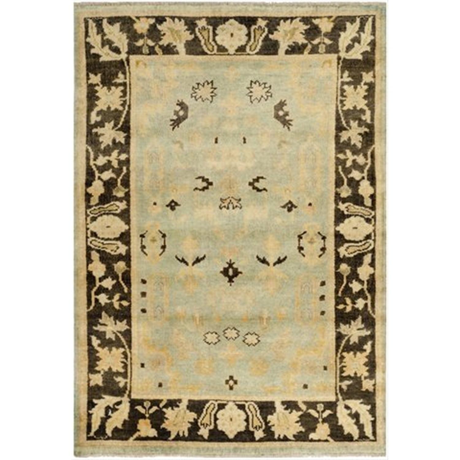 Elegant Oushak Light Blue Hand-Knotted Wool Area Rug, 9' x 12'