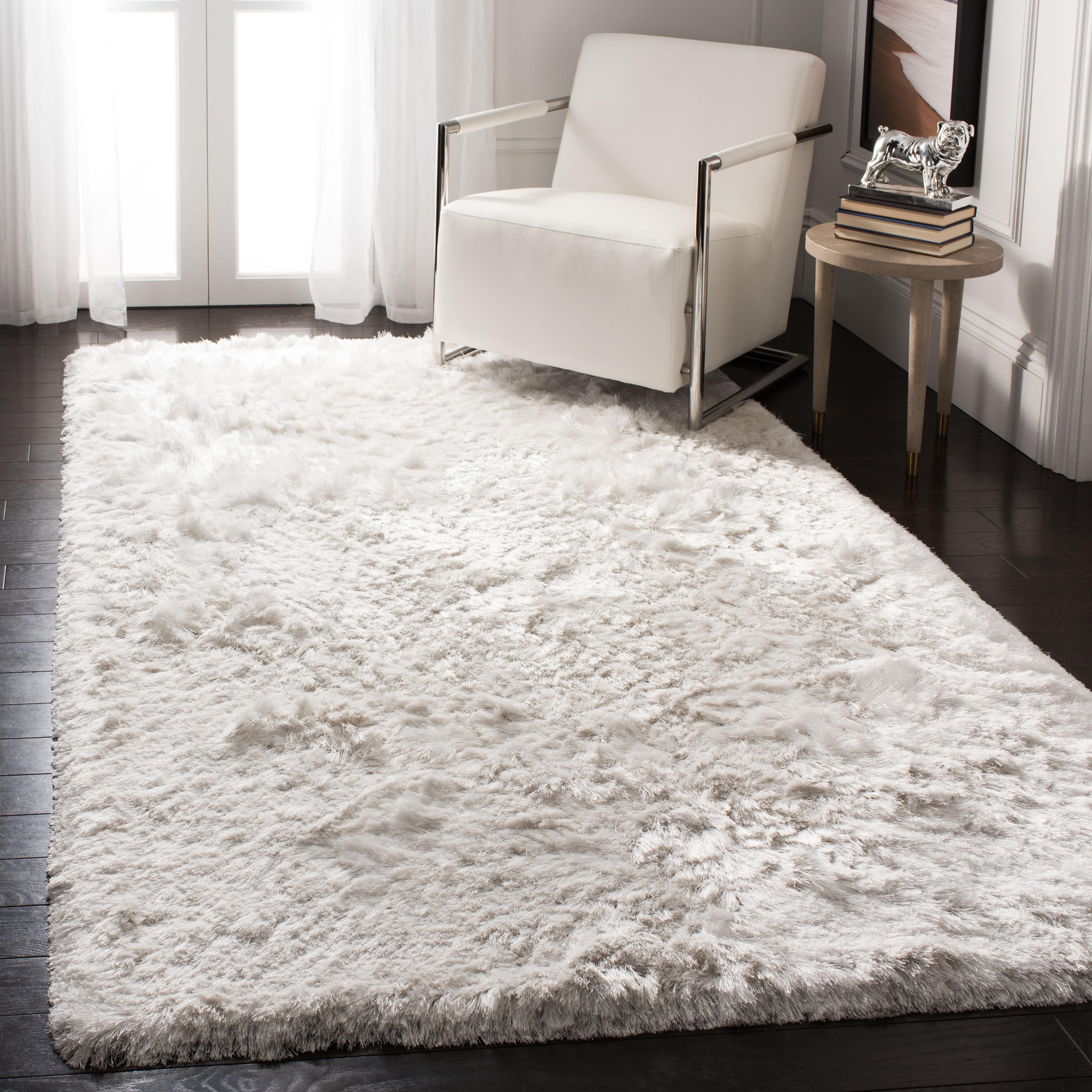 Ivory Hand-Tufted Shag Synthetic 4' x 6' Area Rug