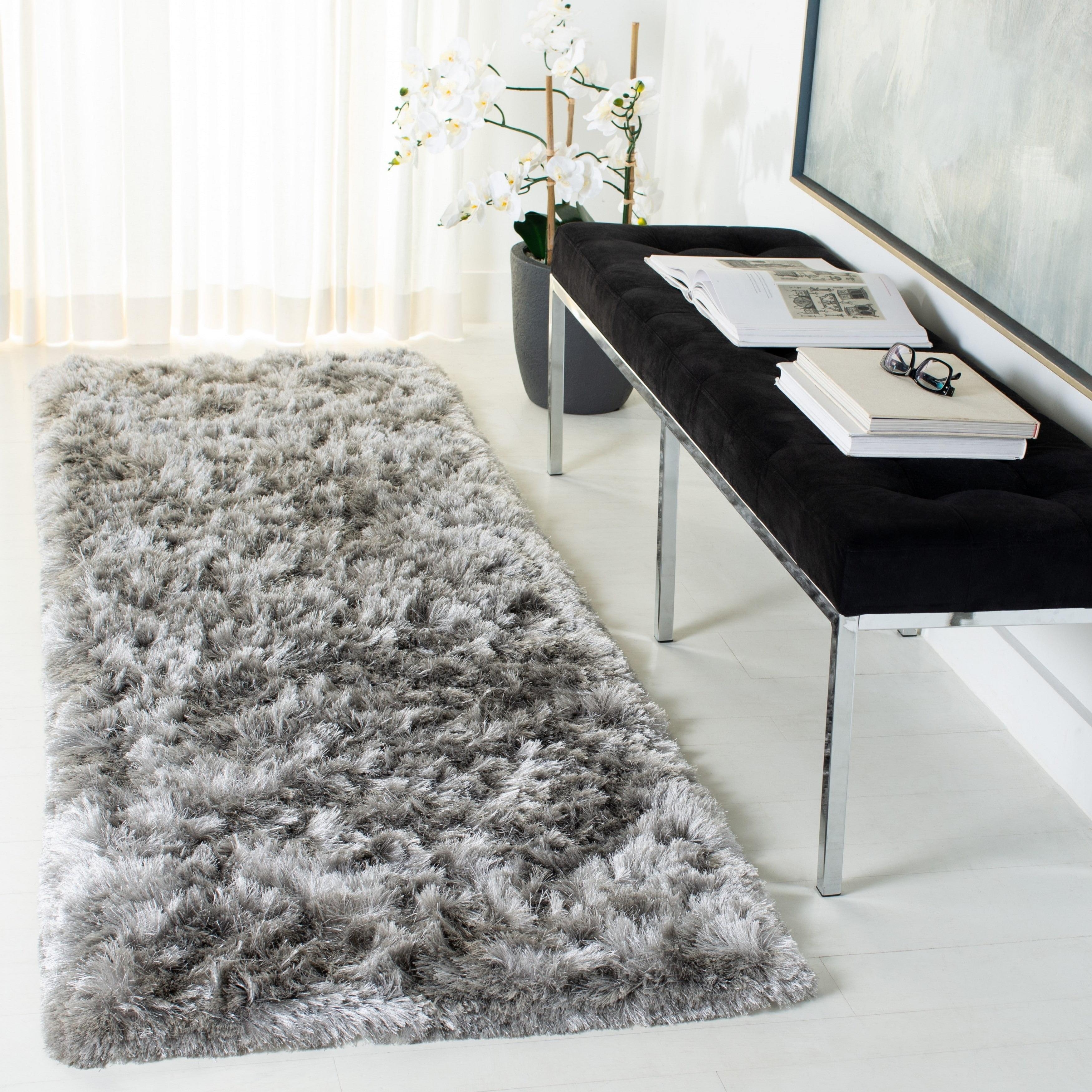 Ocean Shag OCG101 Hand Tufted Indoor Runner Rug - 2'3"x10' - Silver - Safavieh