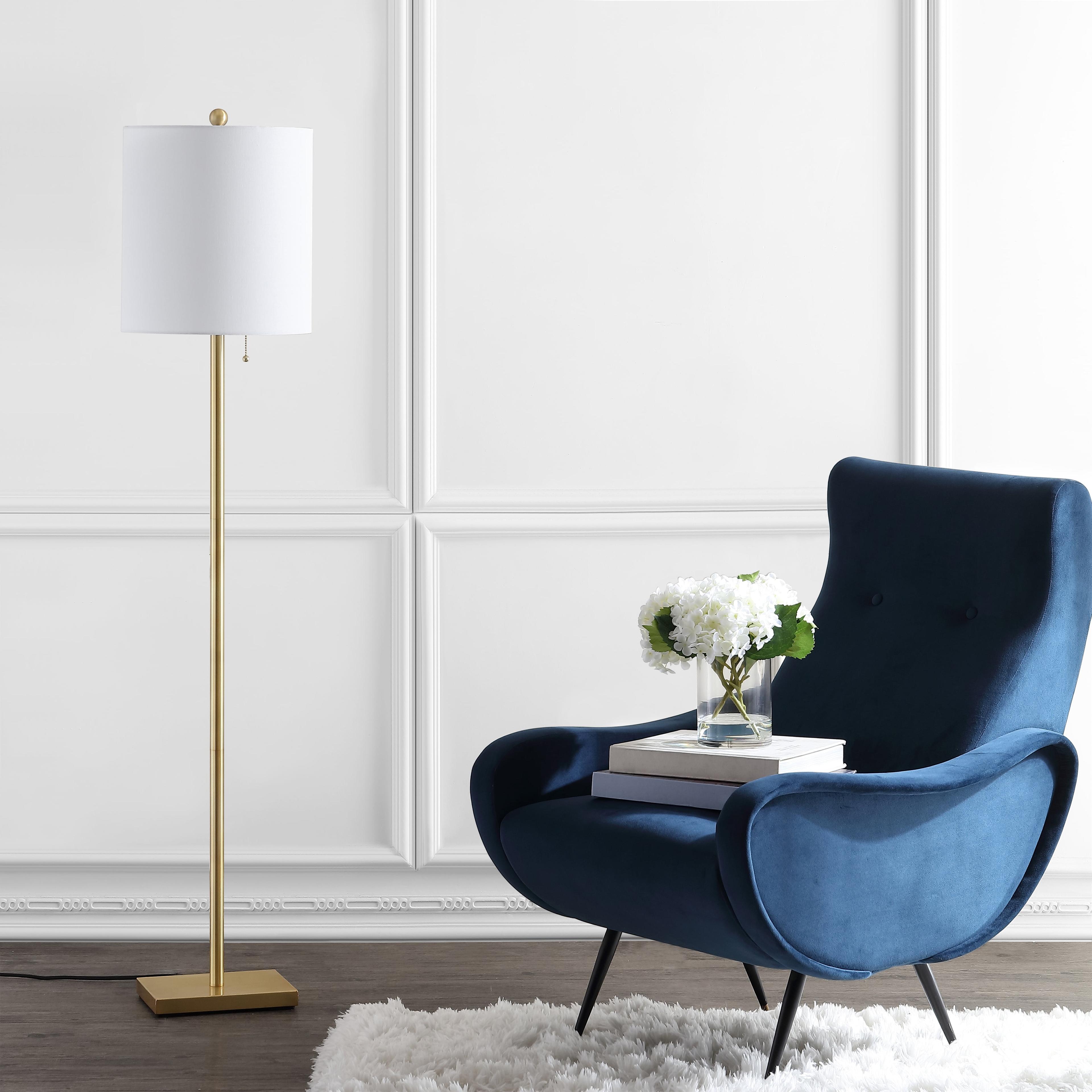 Traditional Elegance 61" Brass Gold Floor Lamp with Off-White Shade