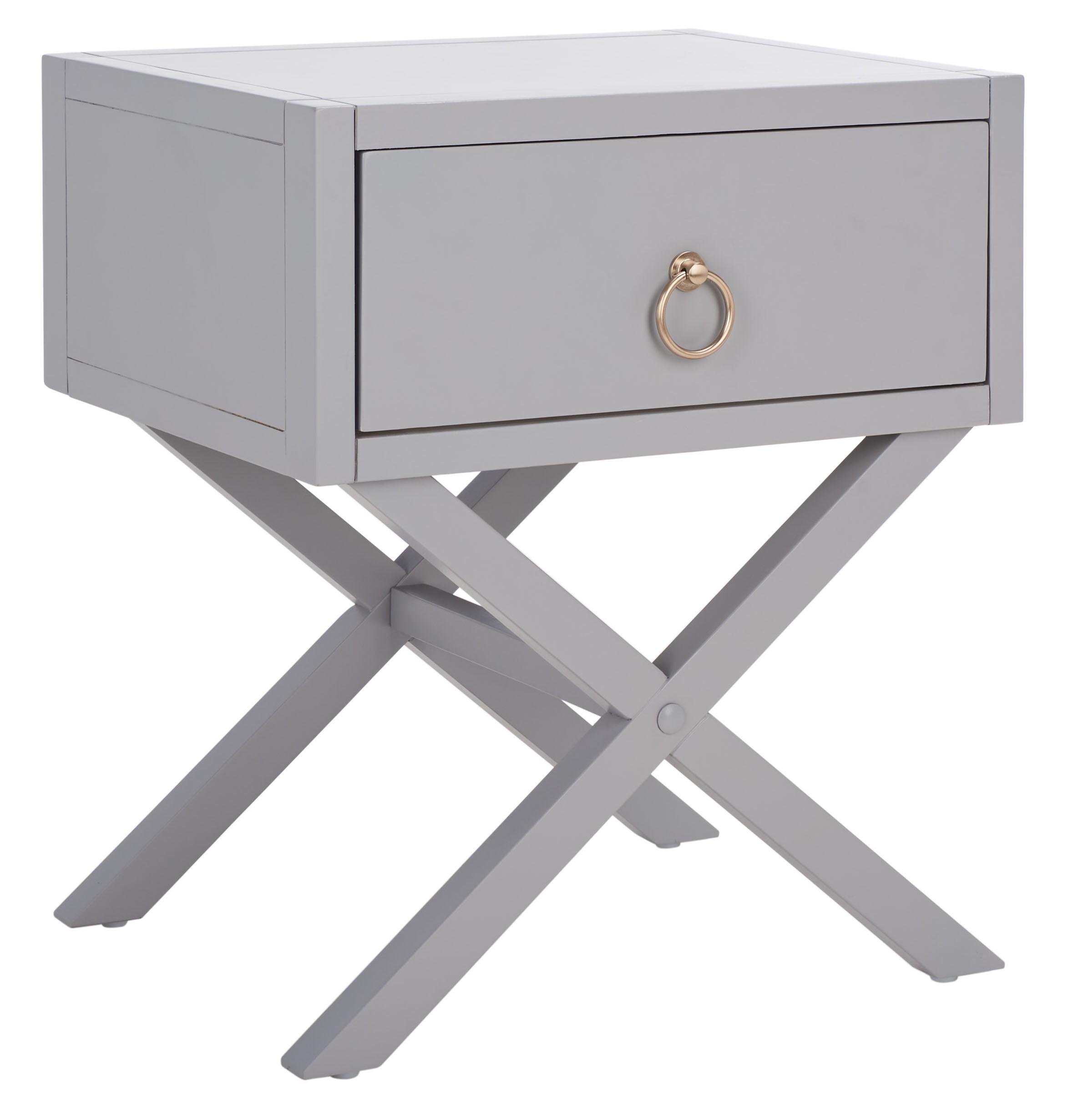 SAFAVIEH Odilia Solid Cross Leg 1 Drawer Nightstand, Grey