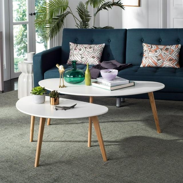 Olida Double Coffee Table - White/Oak - Safavieh