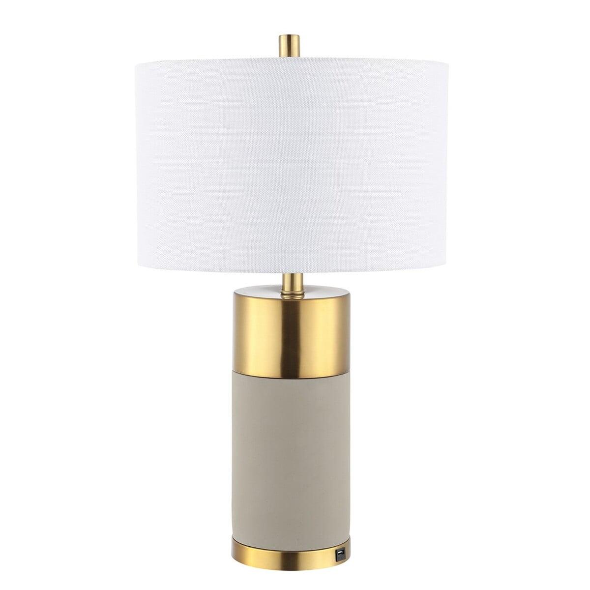 Oliver Sculptural Grey and Gold USB Table Lamps, Set of 2