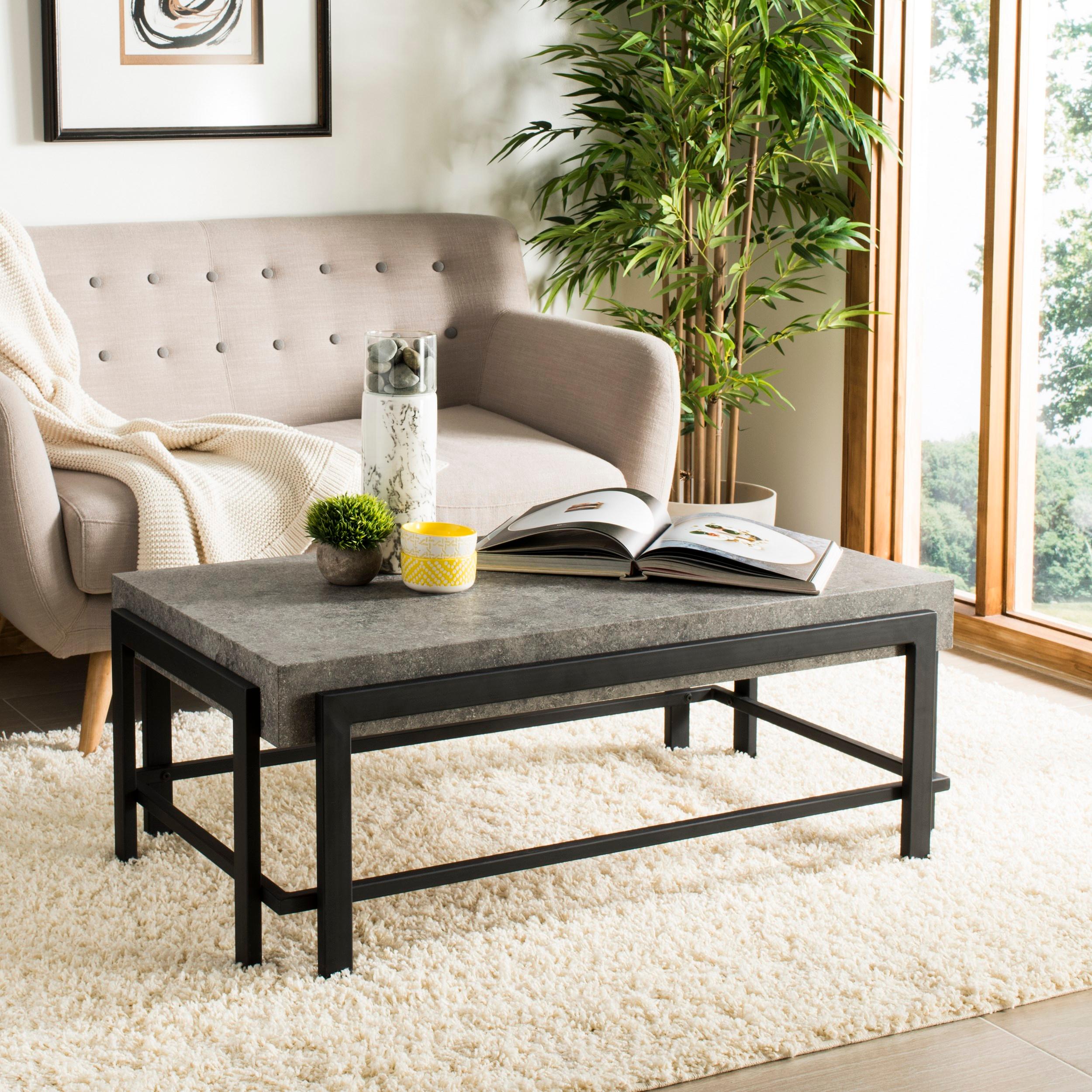 Oliver 43'' Dark Grey and Black Rectangular Wood Coffee Table