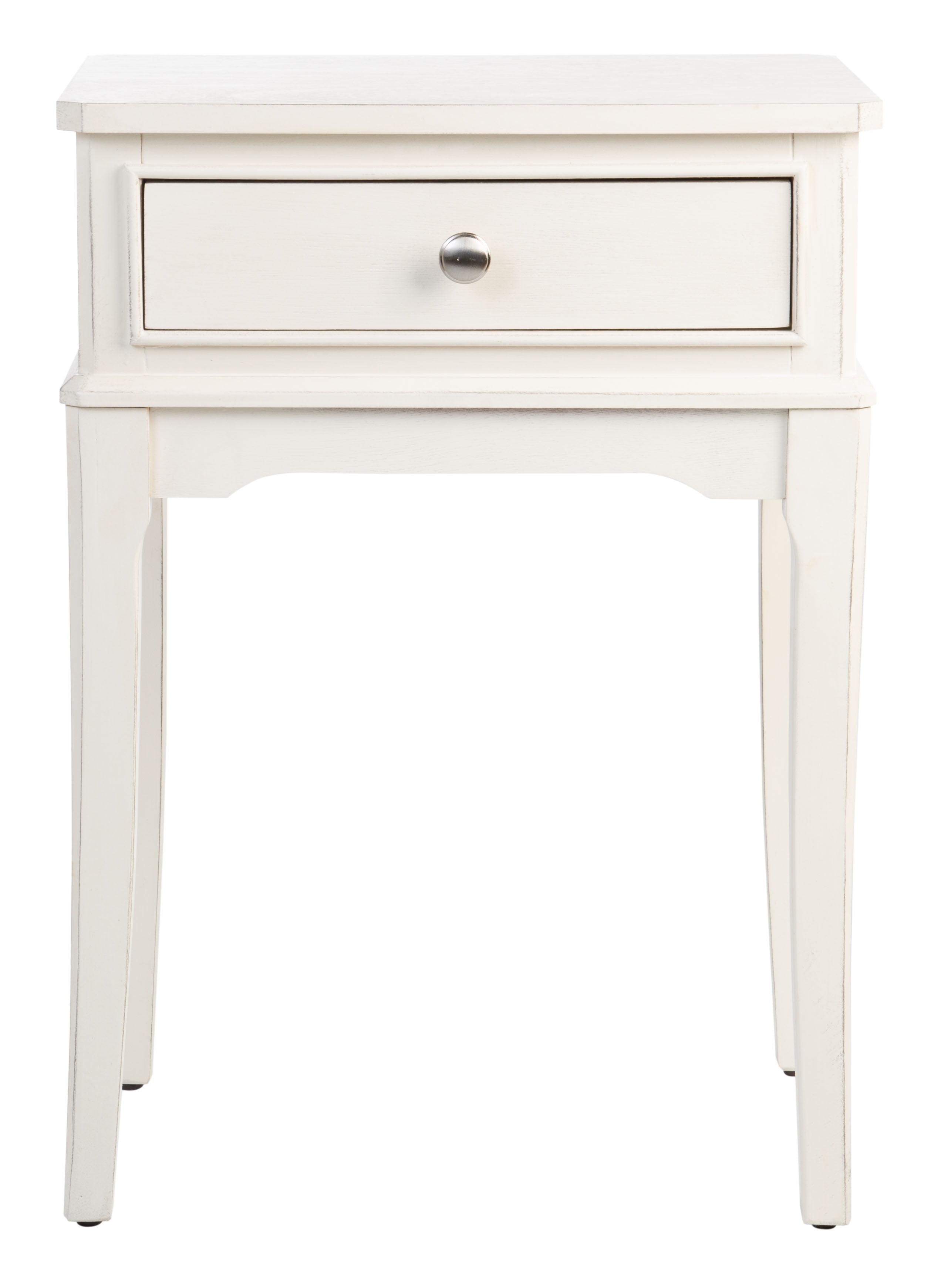 Opal 1 Drawer Accent Table - Distressed White - Safavieh.
