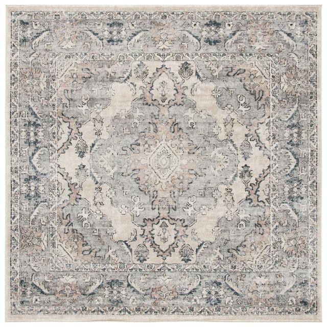 SAFAVIEH Oregon Ethelinda Floral Bordered Area Rug, Beige/Grey, 10' x 10' Square
