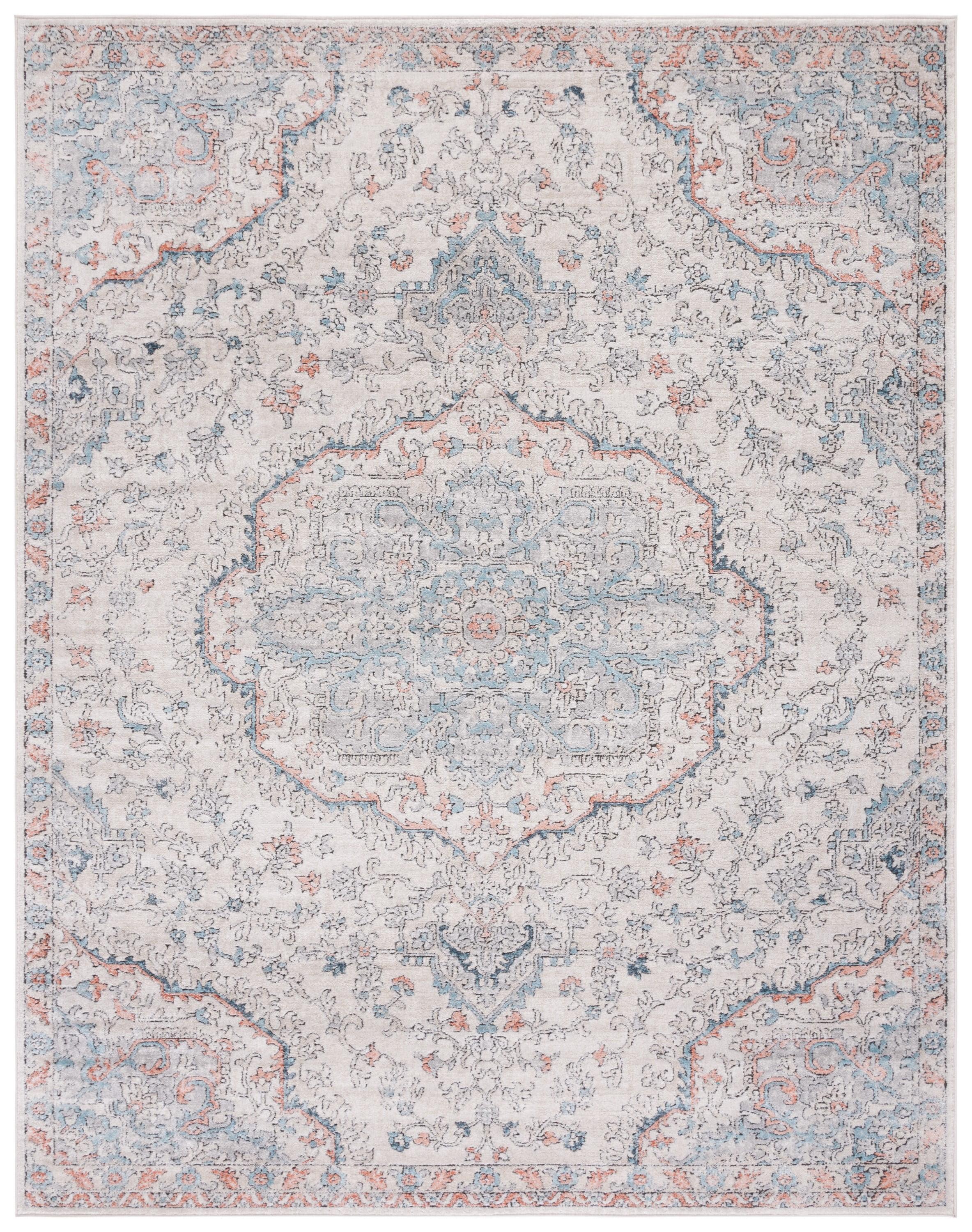 SAFAVIEH Oregon Seachlann Floral Bordered Area Rug, 9' x 12', Grey/Blue
