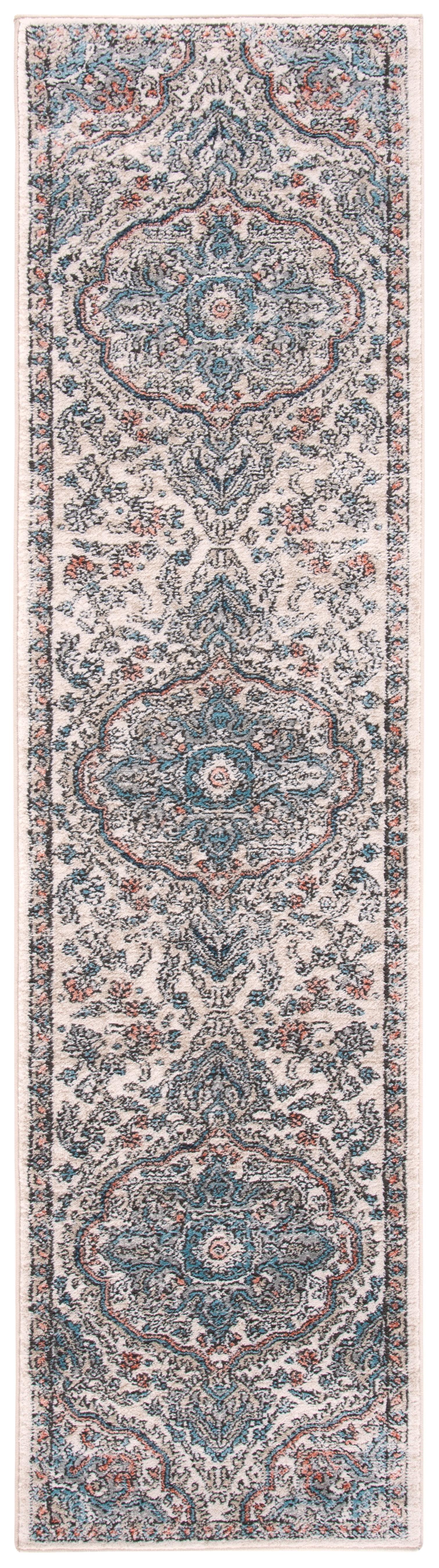 Blue Medallion Hand-Knotted Synthetic Runner Rug