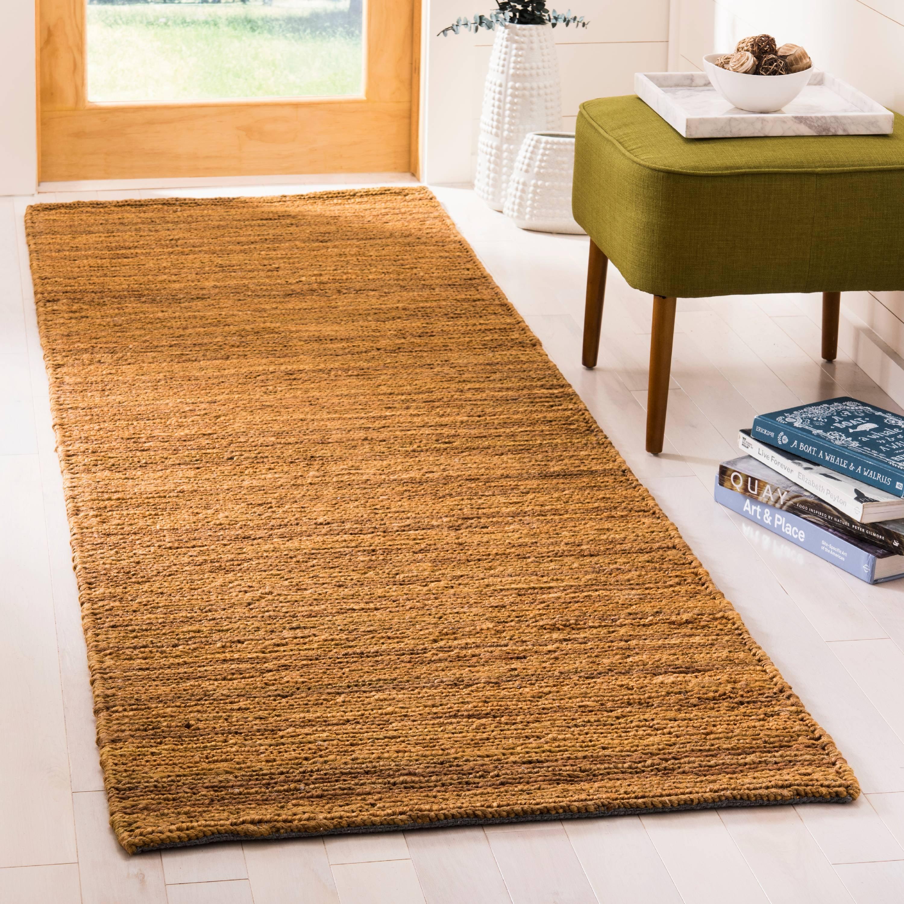 SAFAVIEH Organic Elissa Solid Braided Jute Runner Rug, Gold, 2'6" x 10'