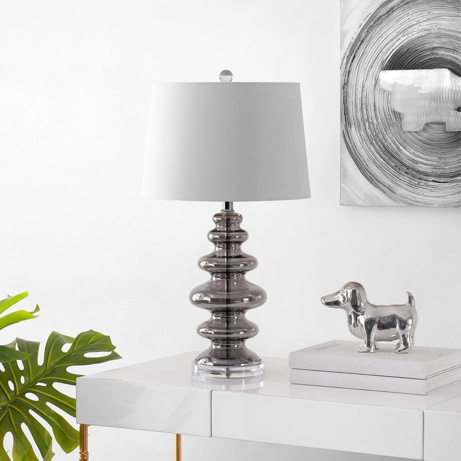 Adjustable 16'' White Stick Table Lamp with Crisp Shade