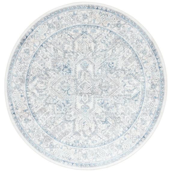 Brentwood BNT854 Power Loomed Indoor Area Rug - Light Grey/Blue - 5' Round - Safavieh