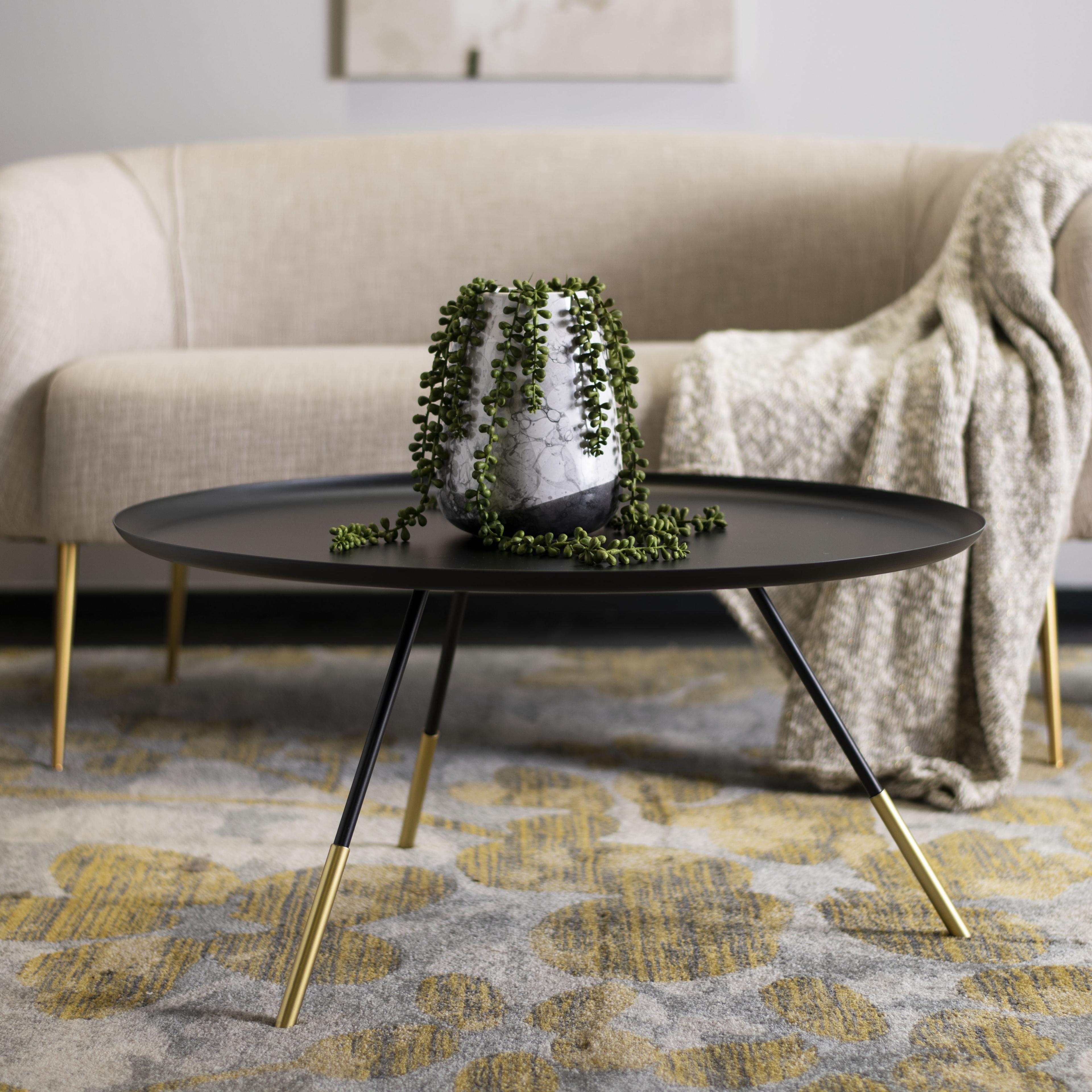 Orson Coffee Table with Metal Gold Cap  - Safavieh