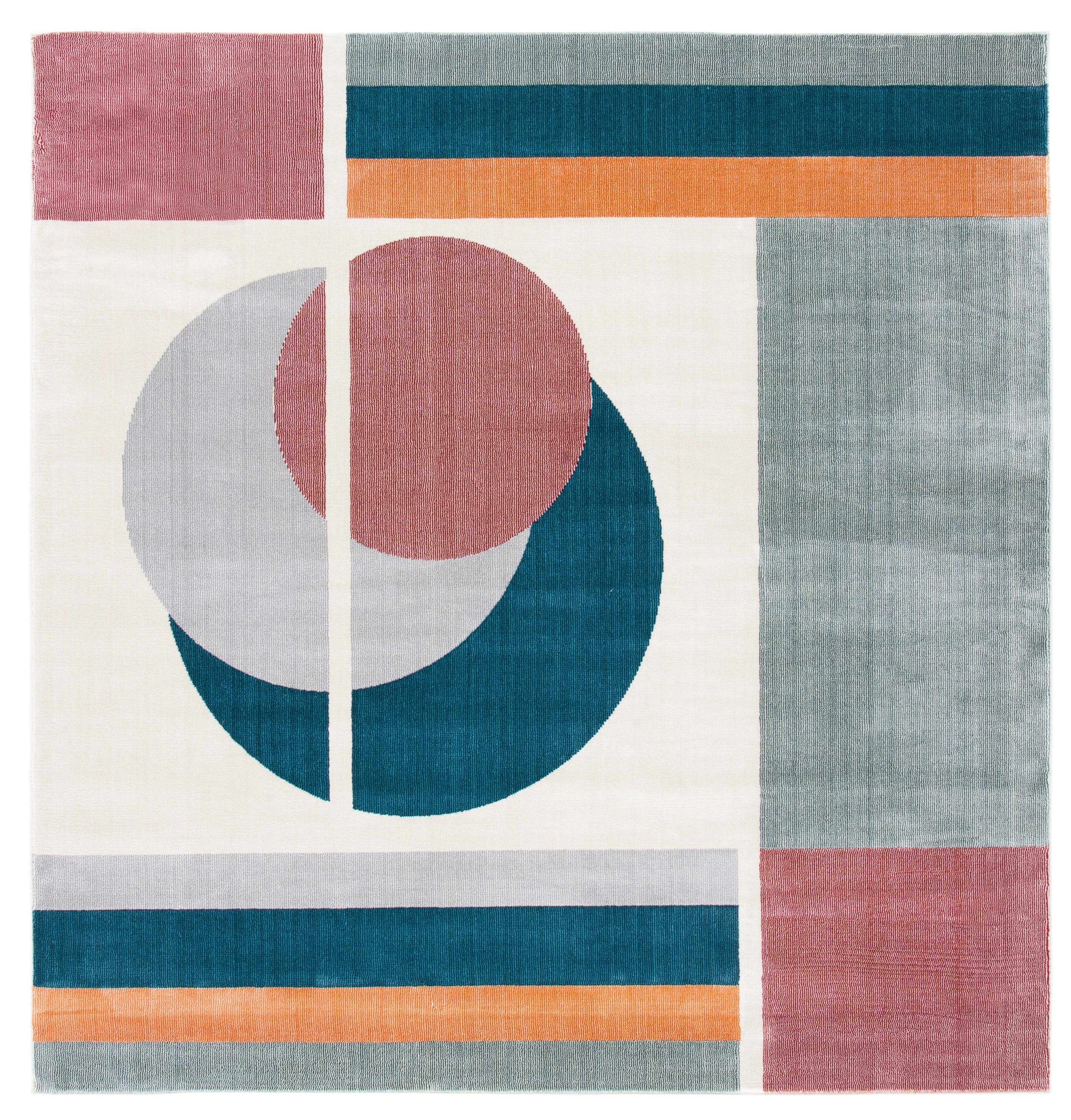 Orwell ORW364 Power Loomed Indoor Area Rug - 6'7"x6'7" - Beige/Dark Teal - Safavieh