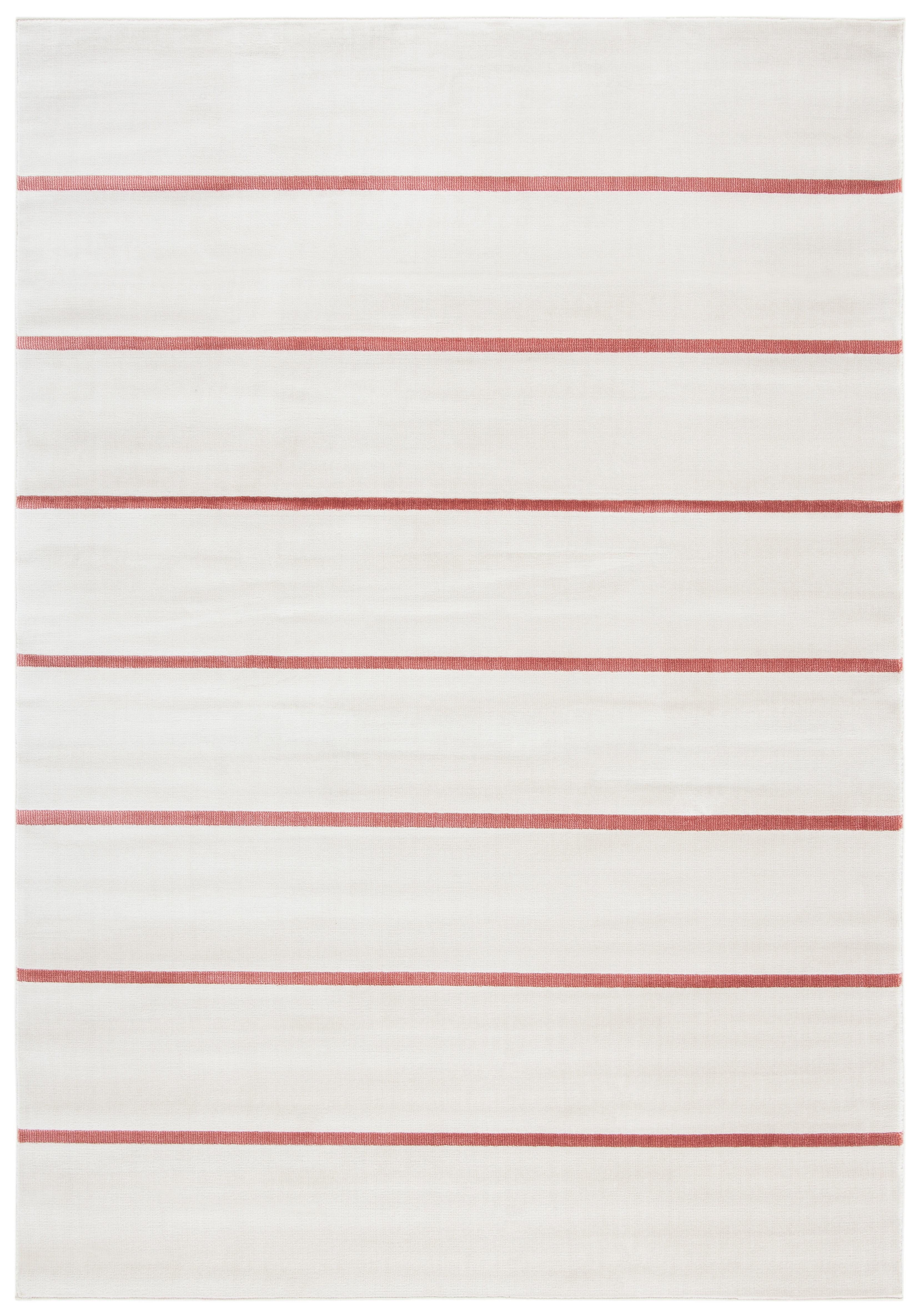 Ivory and Rust Abstract Striped 9' x 12' Synthetic Area Rug